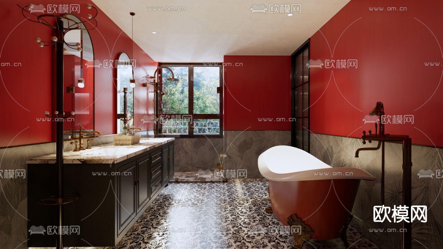 新古典复古风卫生间su模型