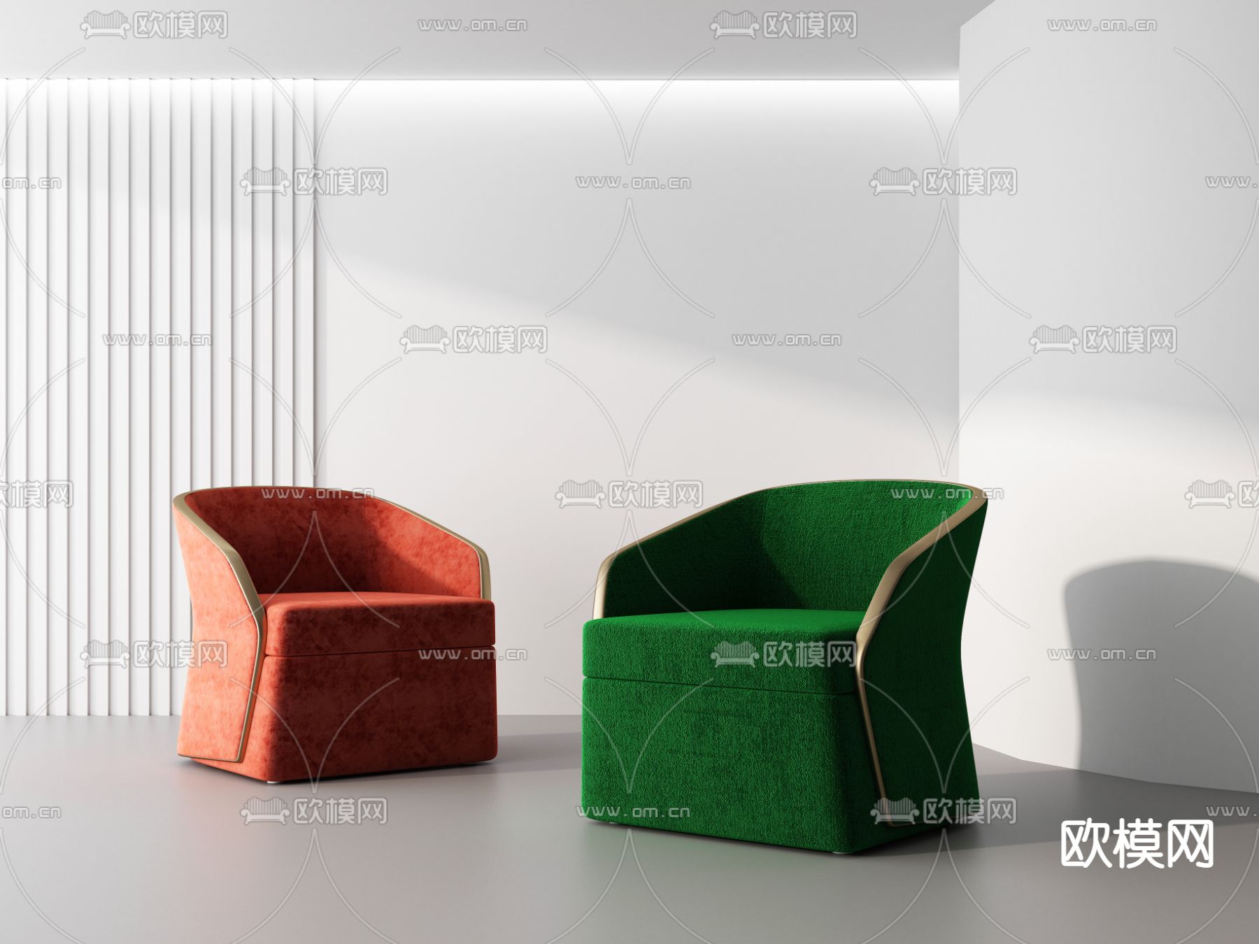 现代布艺单人沙发3d模型下载