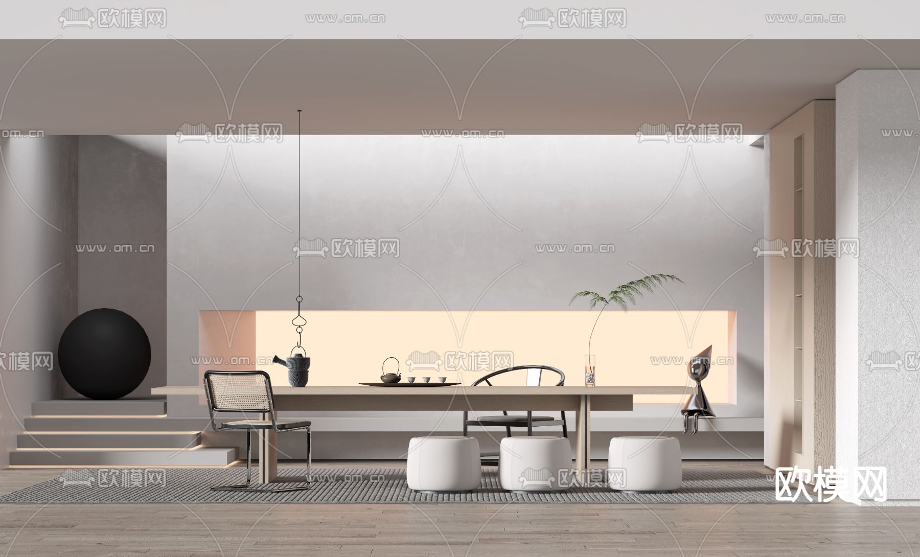 新中式茶室3d模型下载