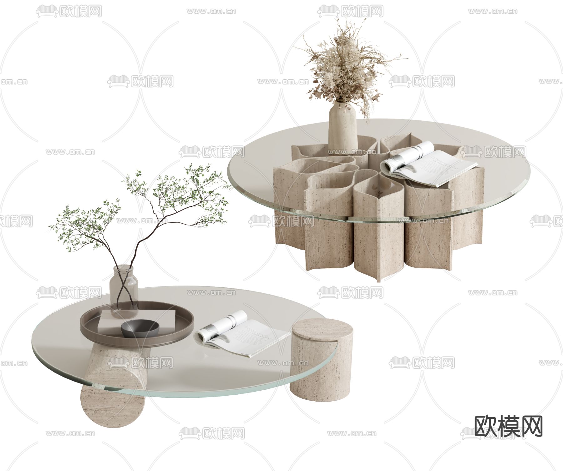 现代玻璃茶几3d模型下载