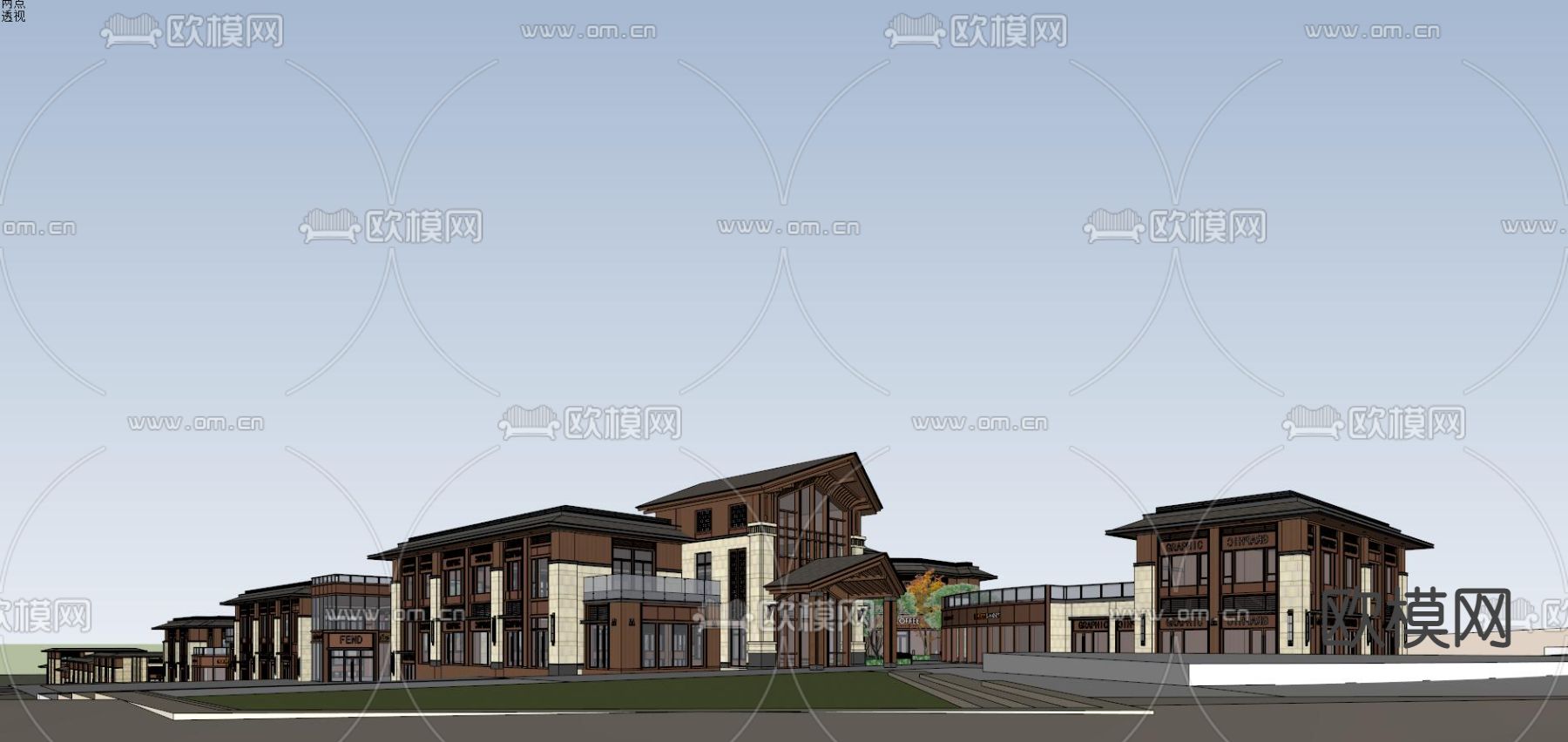 现代商业街su模型下载（渲染图6）