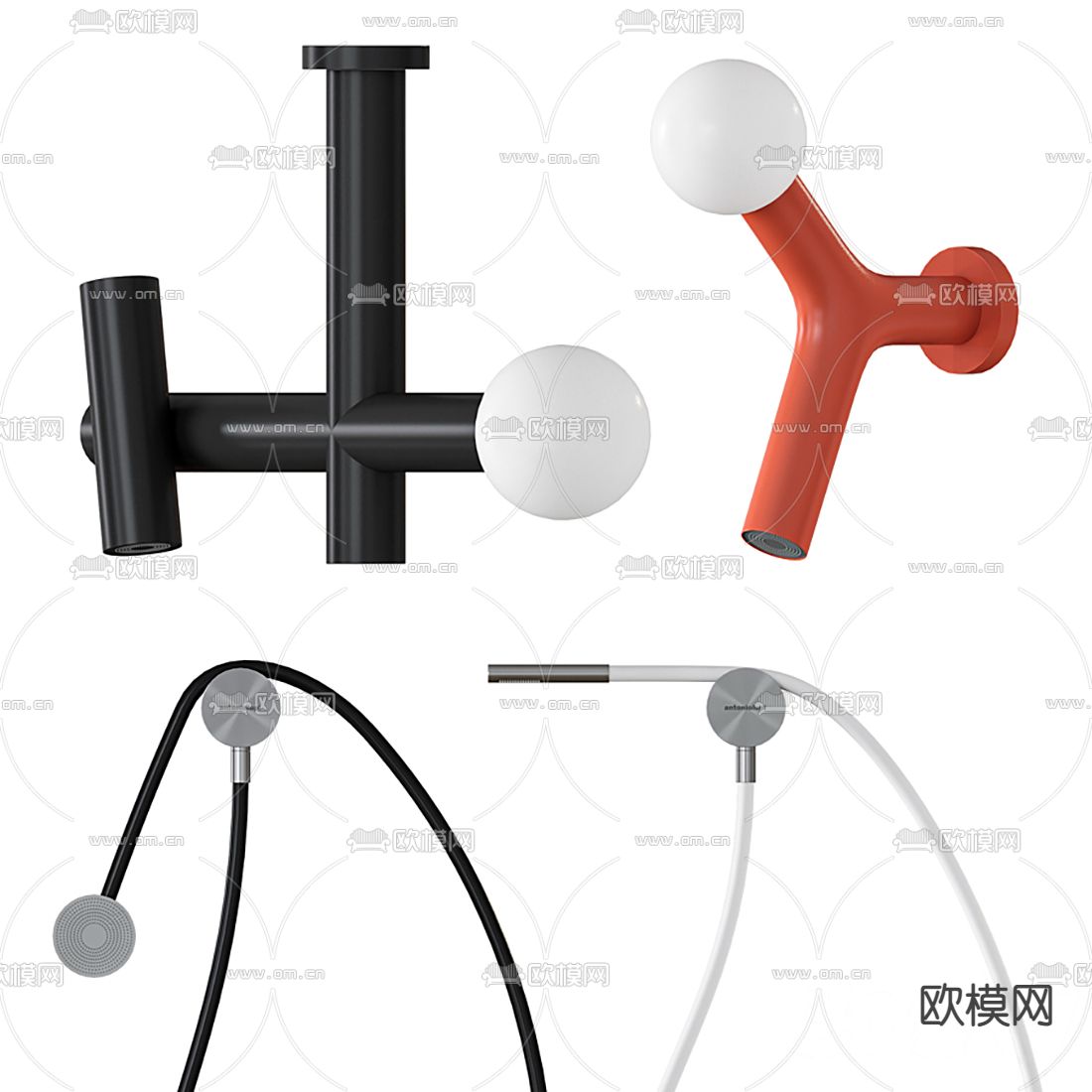 现代淋浴花洒开关3d模型下载（渲染图2）