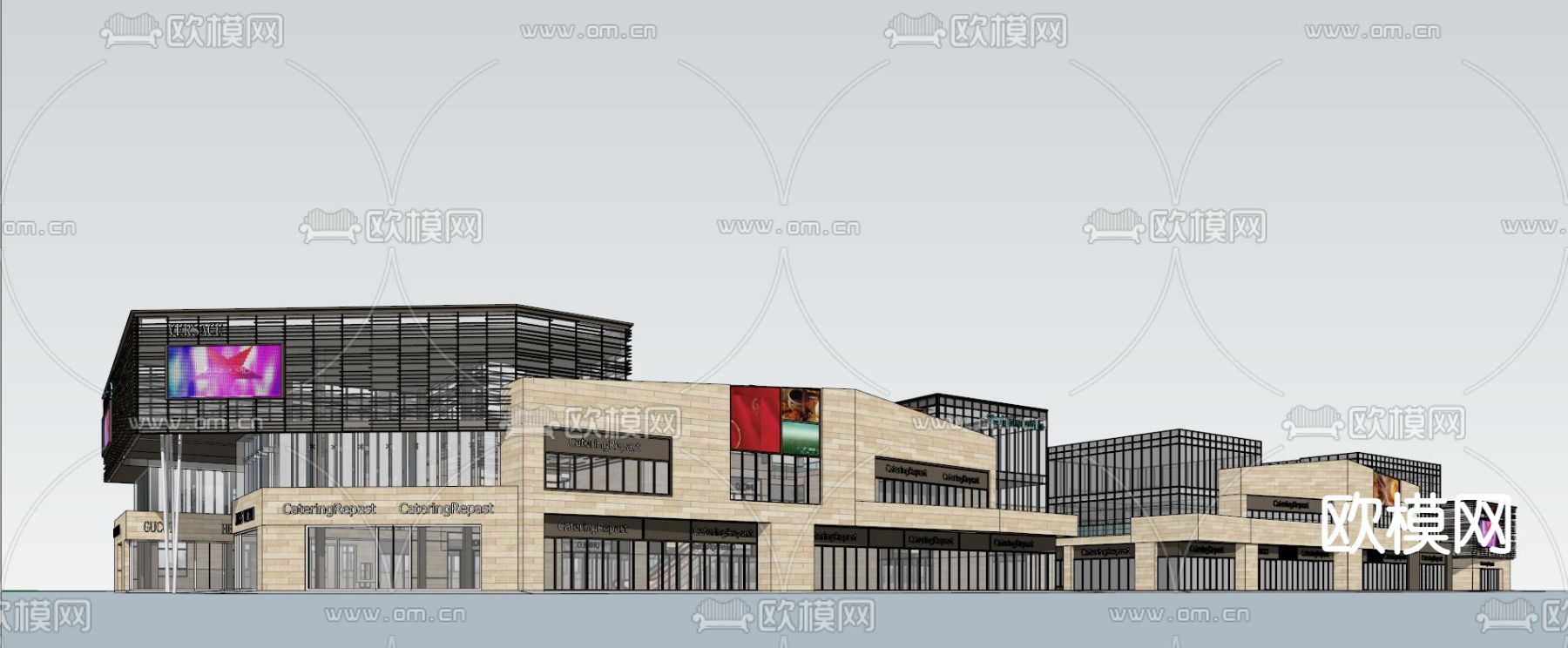 现代商业街su模型下载（渲染图10）