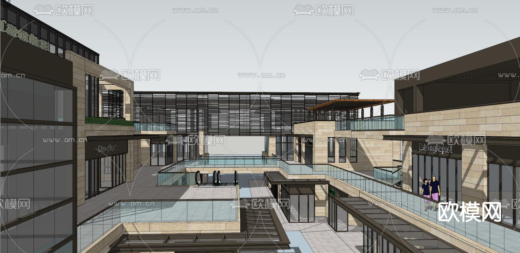 现代商业街su模型下载（渲染图9）