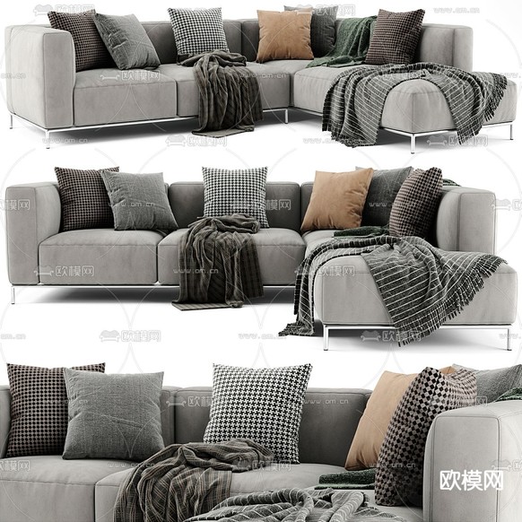 Cassina 布艺转角沙发3d模型下载(渲染图1)