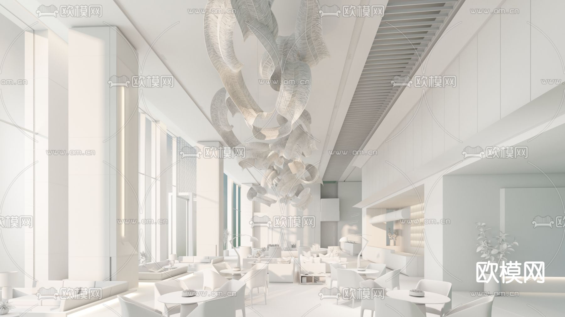 飞视设计 吾悦·悦龙湾售楼处3d模型下载（渲染图2）