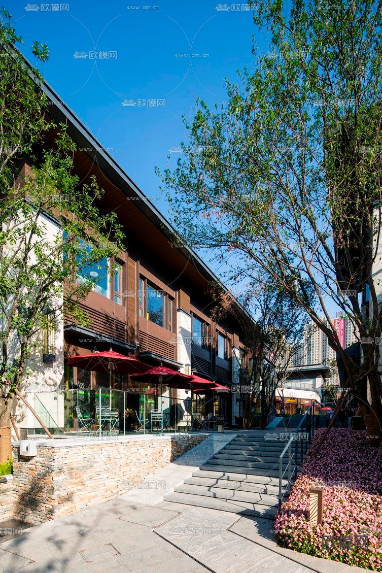 现代商业街su模型下载（渲染图4）