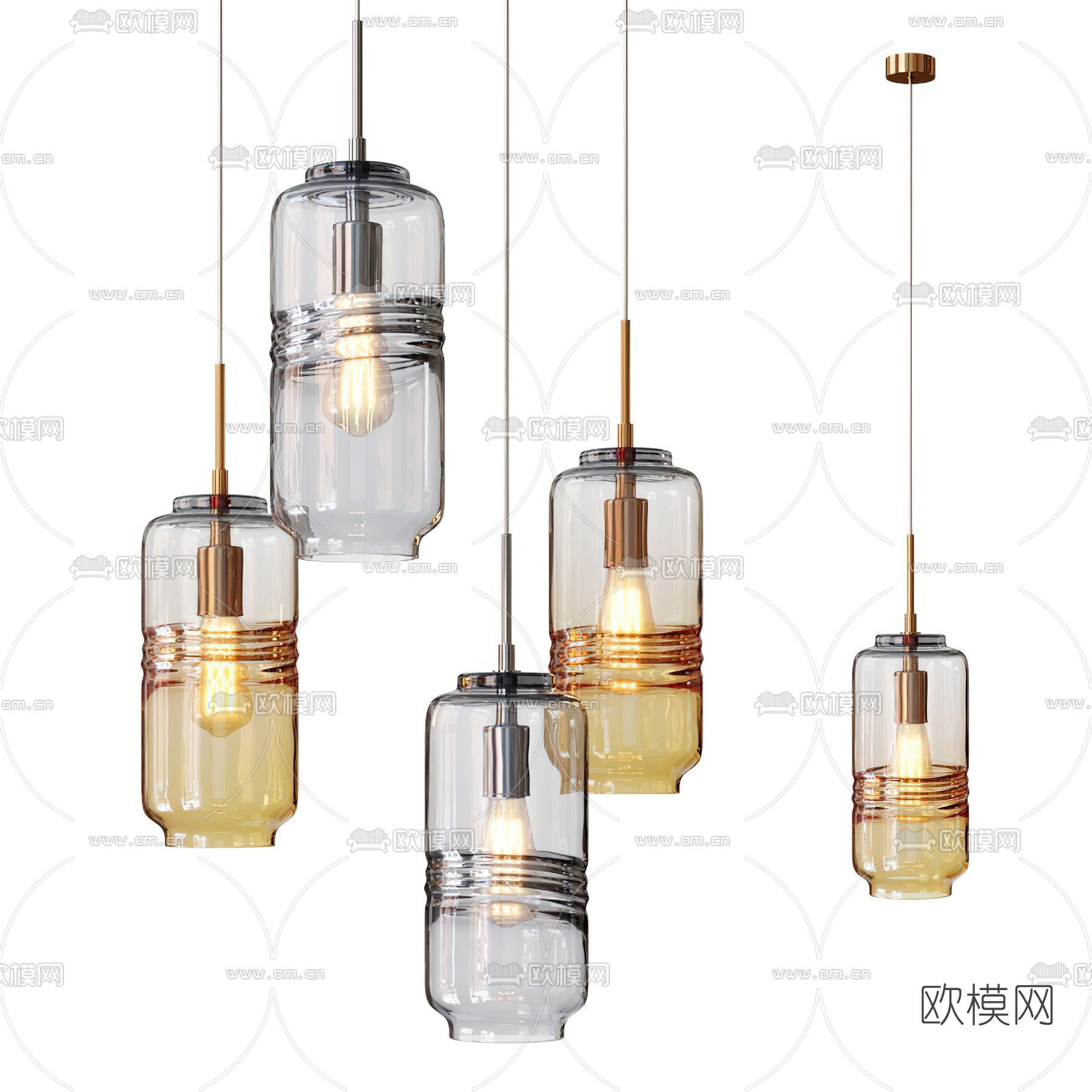 现代玻璃吊灯3d模型下载