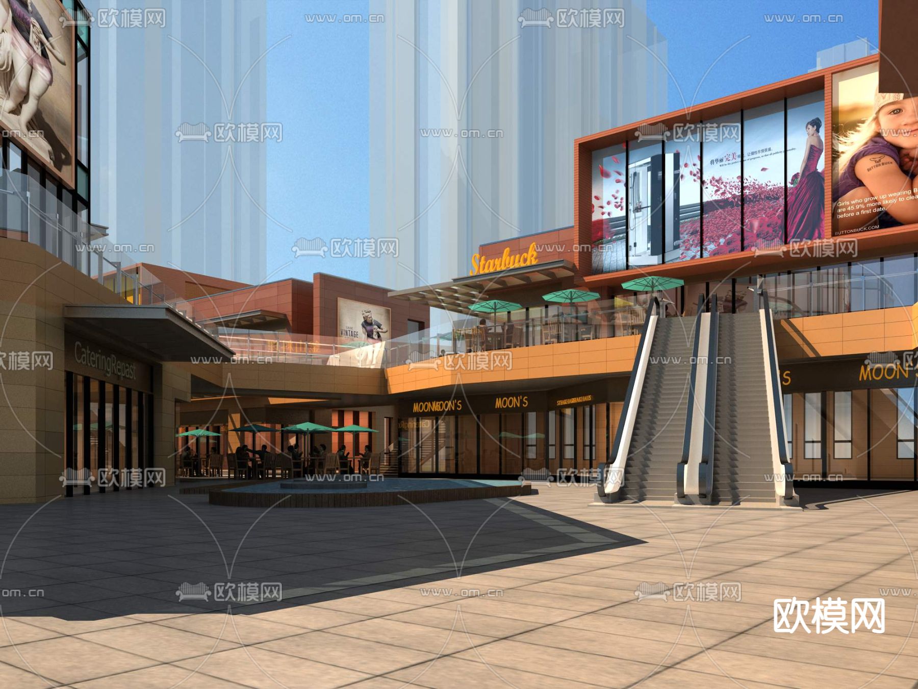现代商业街su模型下载（渲染图7）