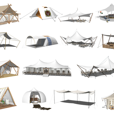  现代露营帐篷su模型 