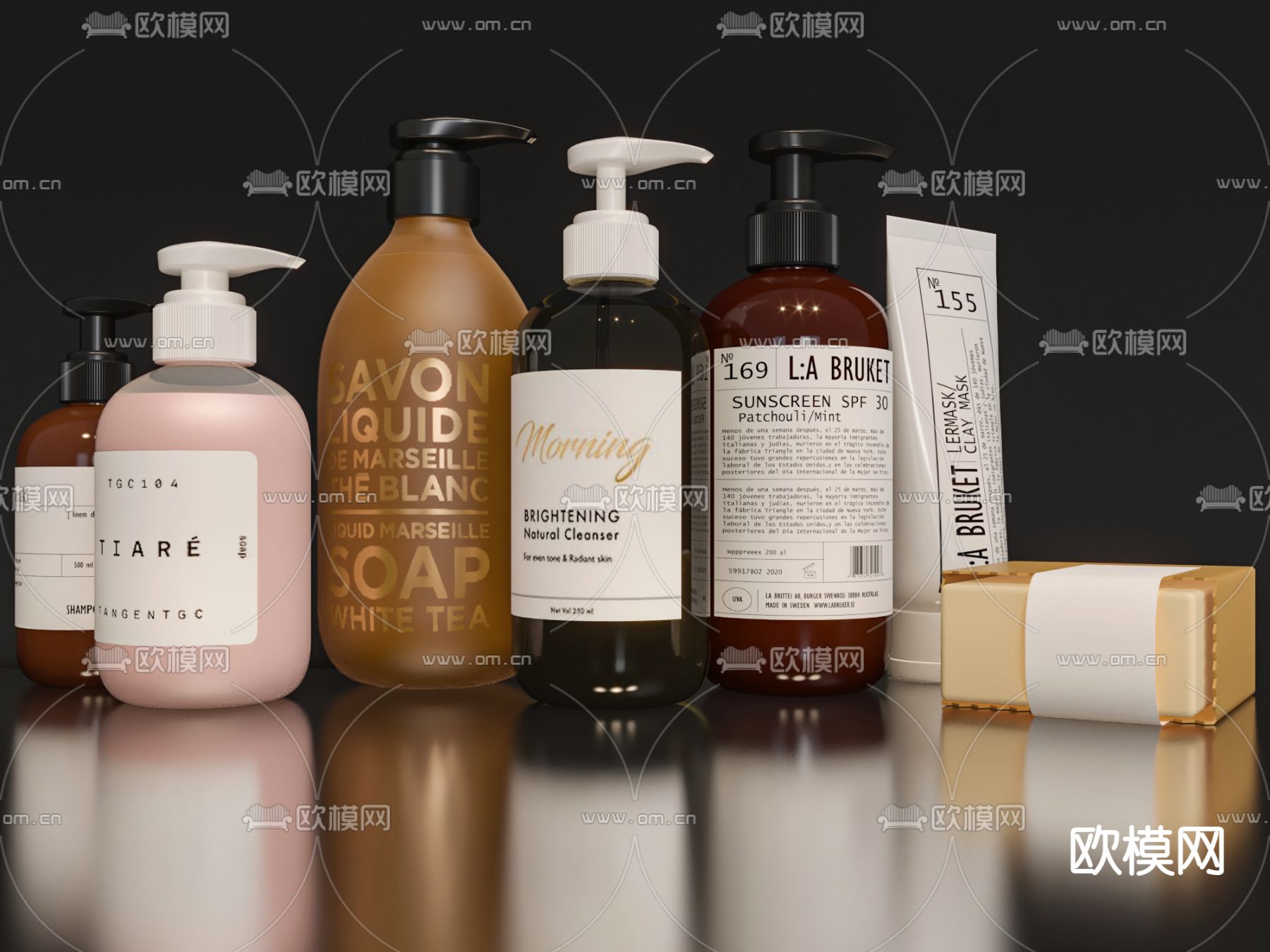 现代沐浴露洗浴日用品3d模型下载