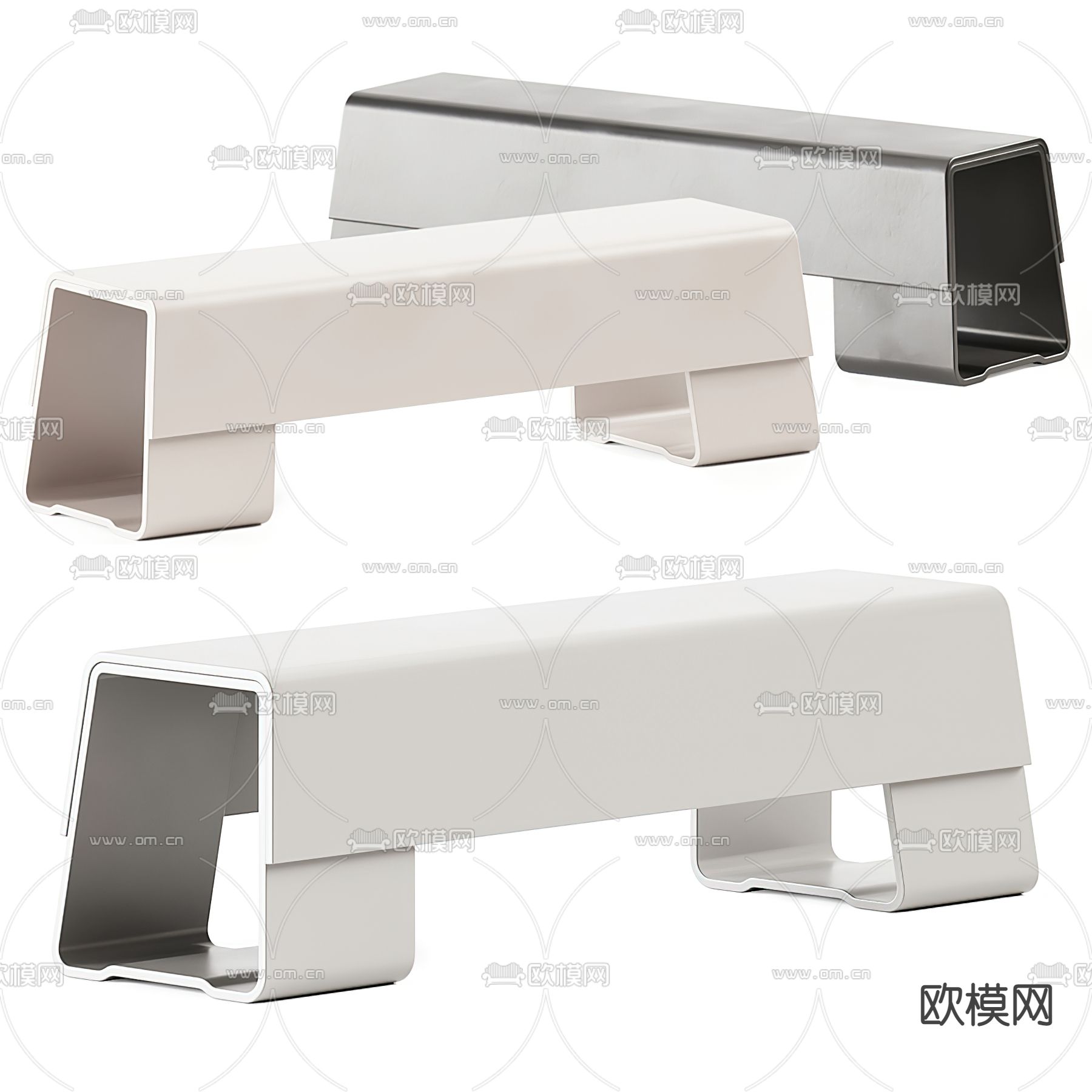 现代烤漆户外长凳3d模型