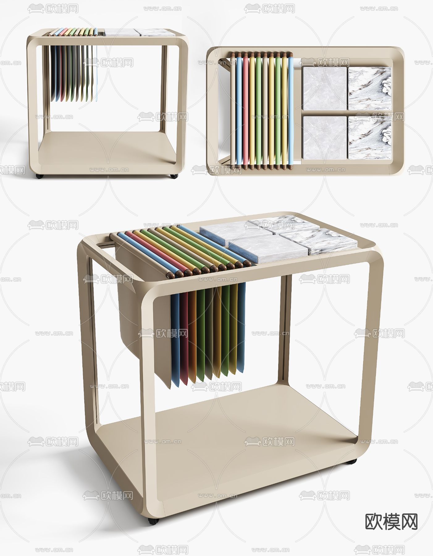 现代样品架展架3d模型下载