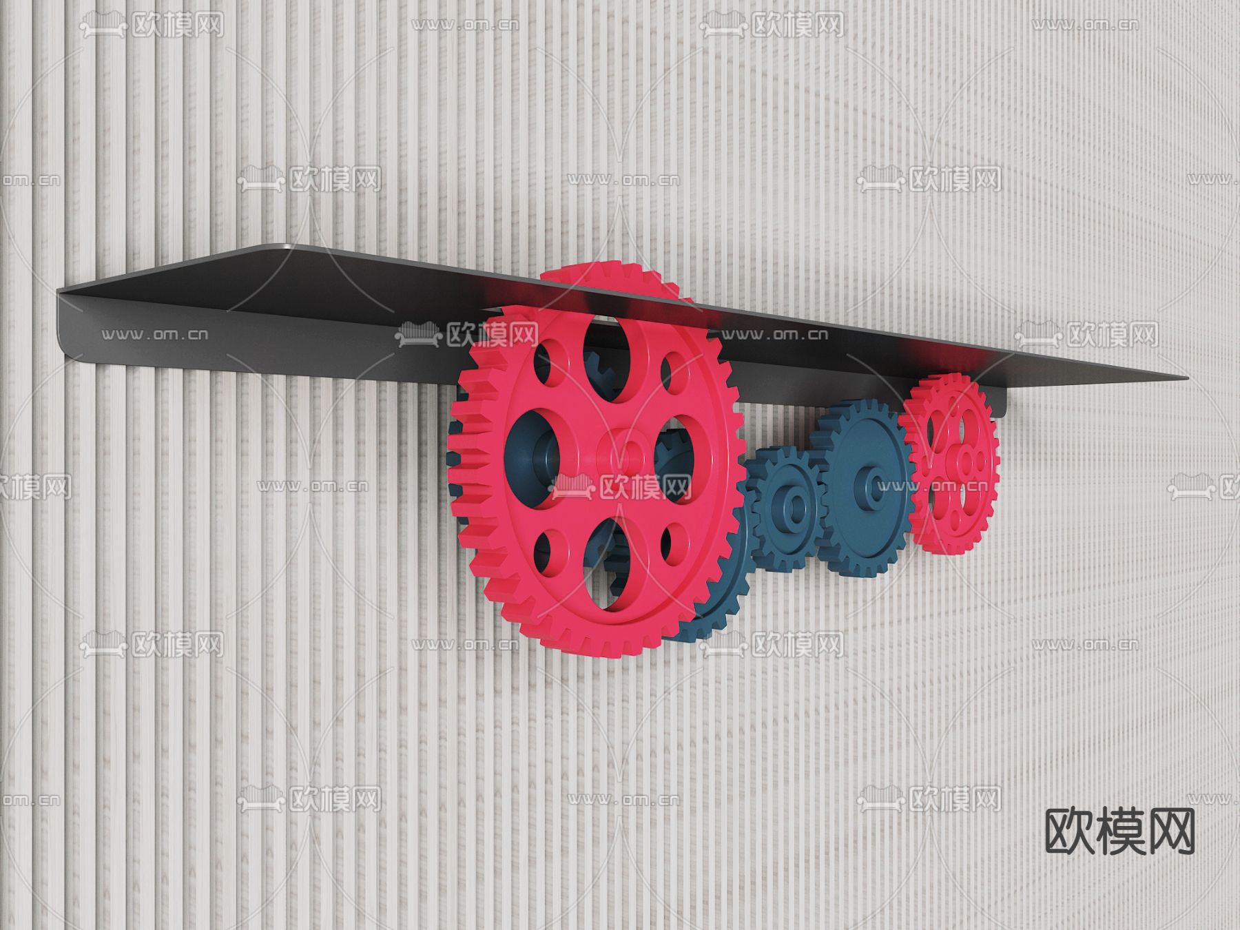 工业风壁柜置物架3d模型下载（渲染图3）