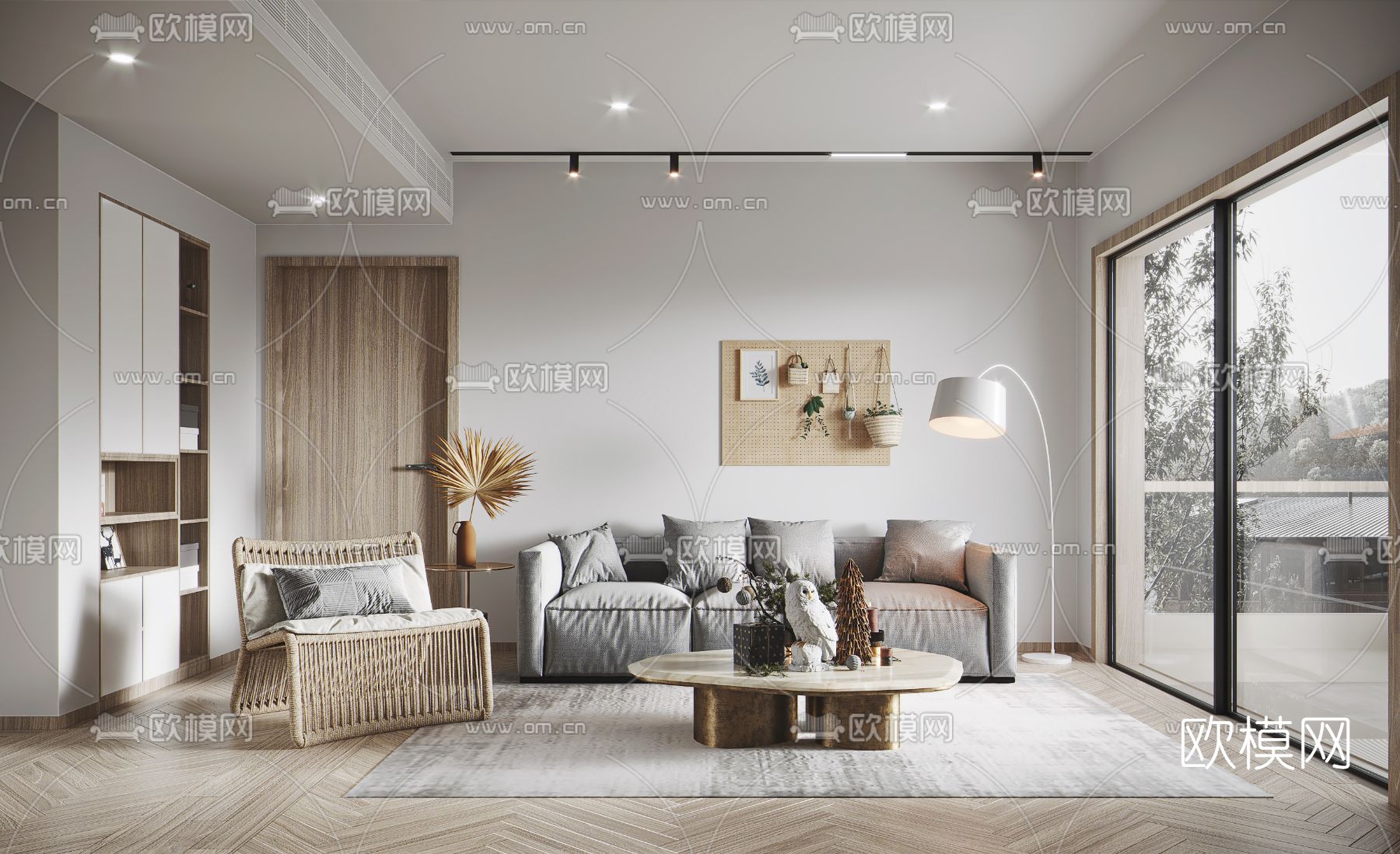 北欧布艺组合沙发3d模型下载