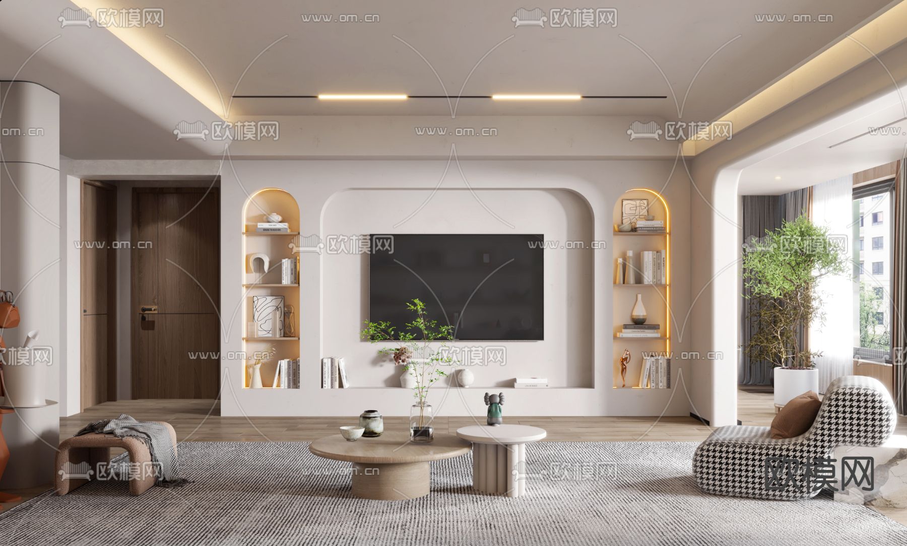 侘寂风客厅3d模型下载（渲染图2）