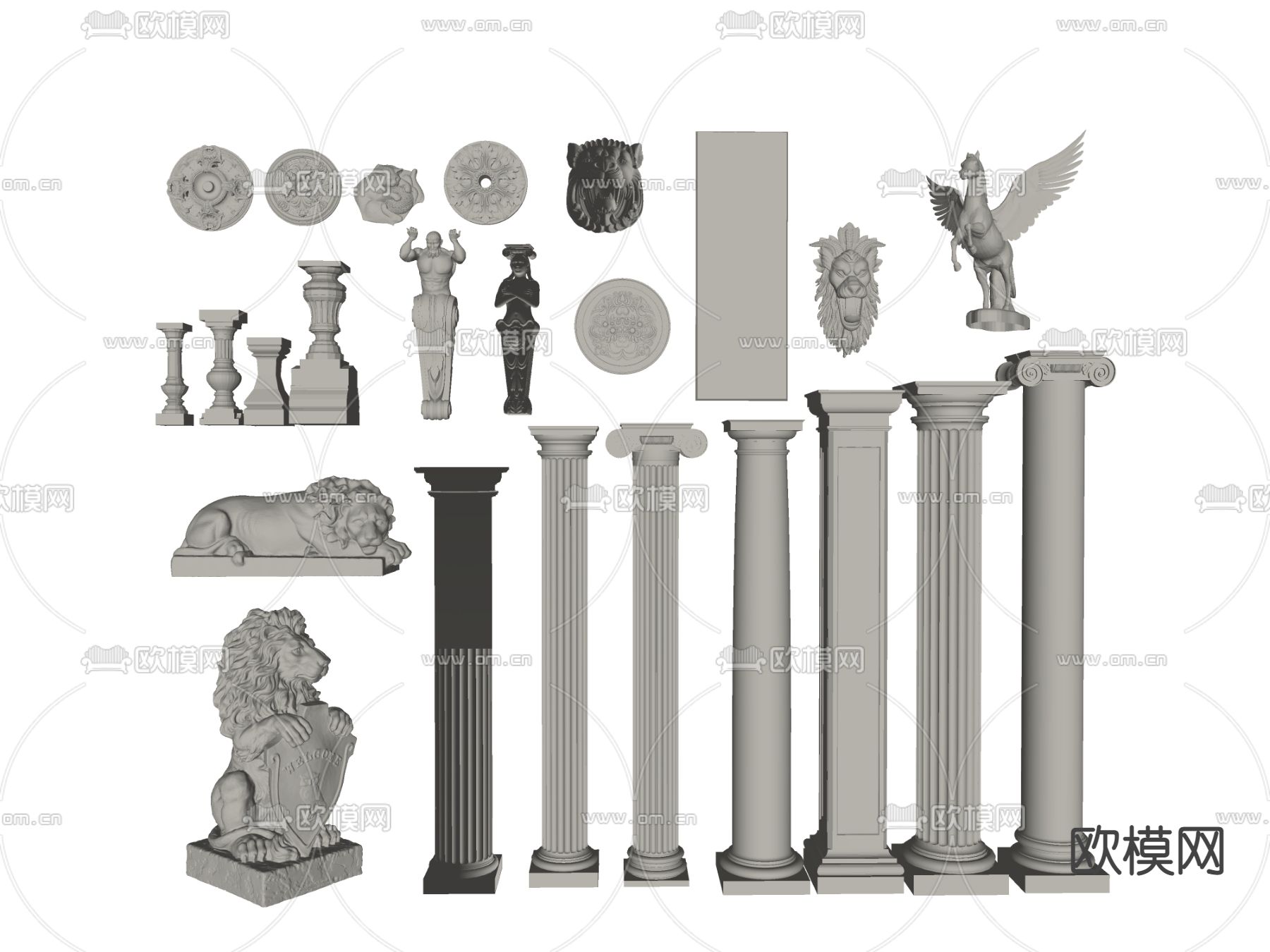 欧式柱子su模型下载（渲染图2）