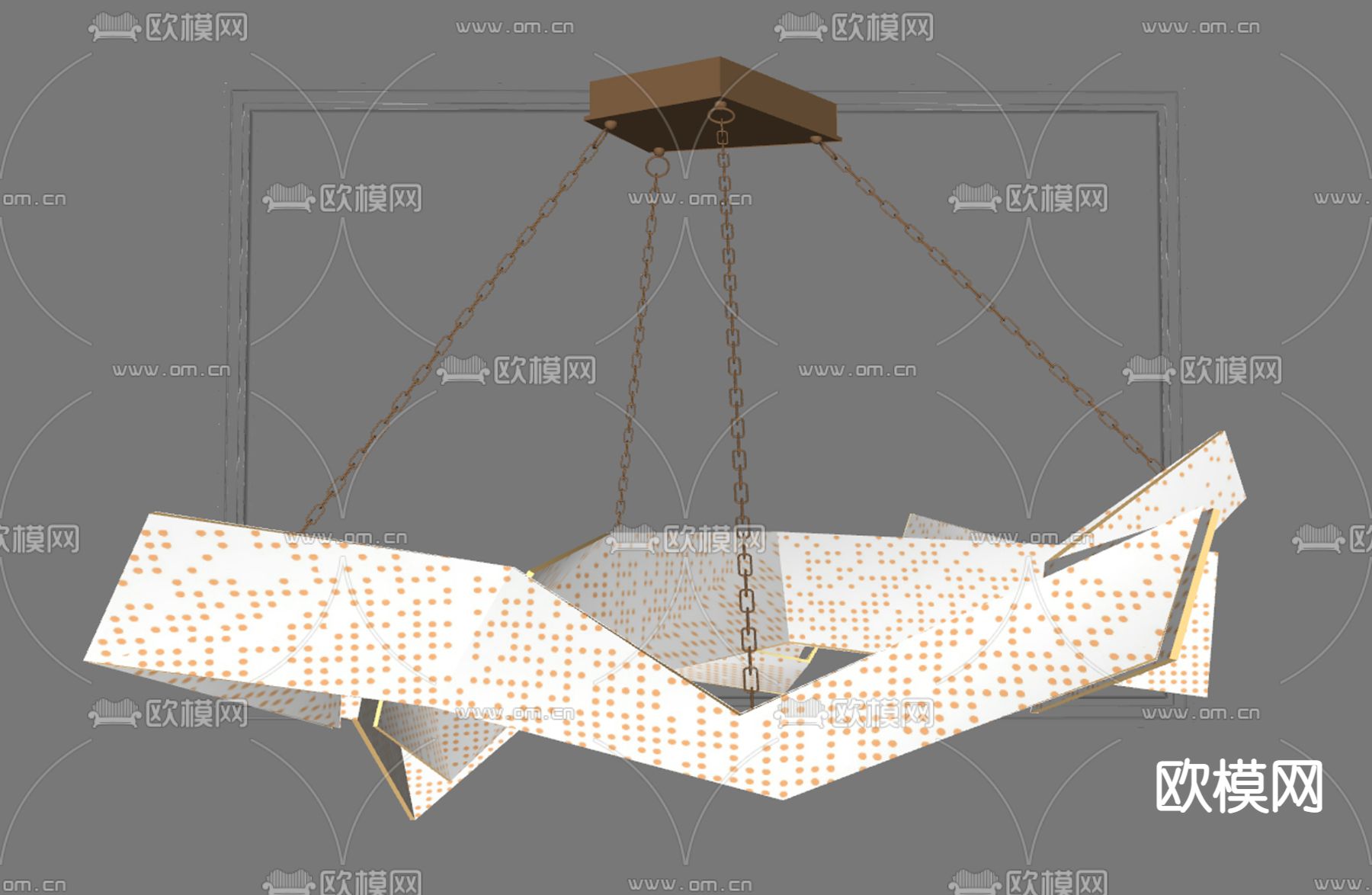 现代创意艺术飘带吊灯su模型下载（渲染图2）