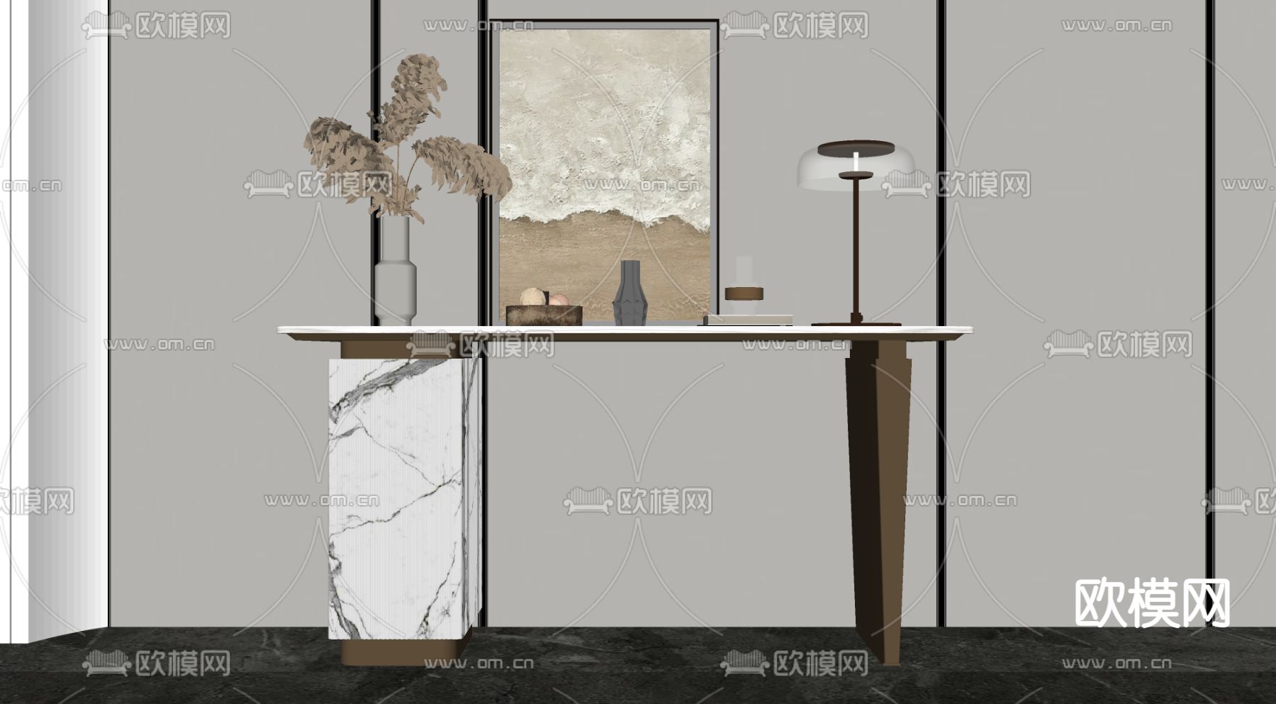 现代端景台案su模型下载（渲染图2）