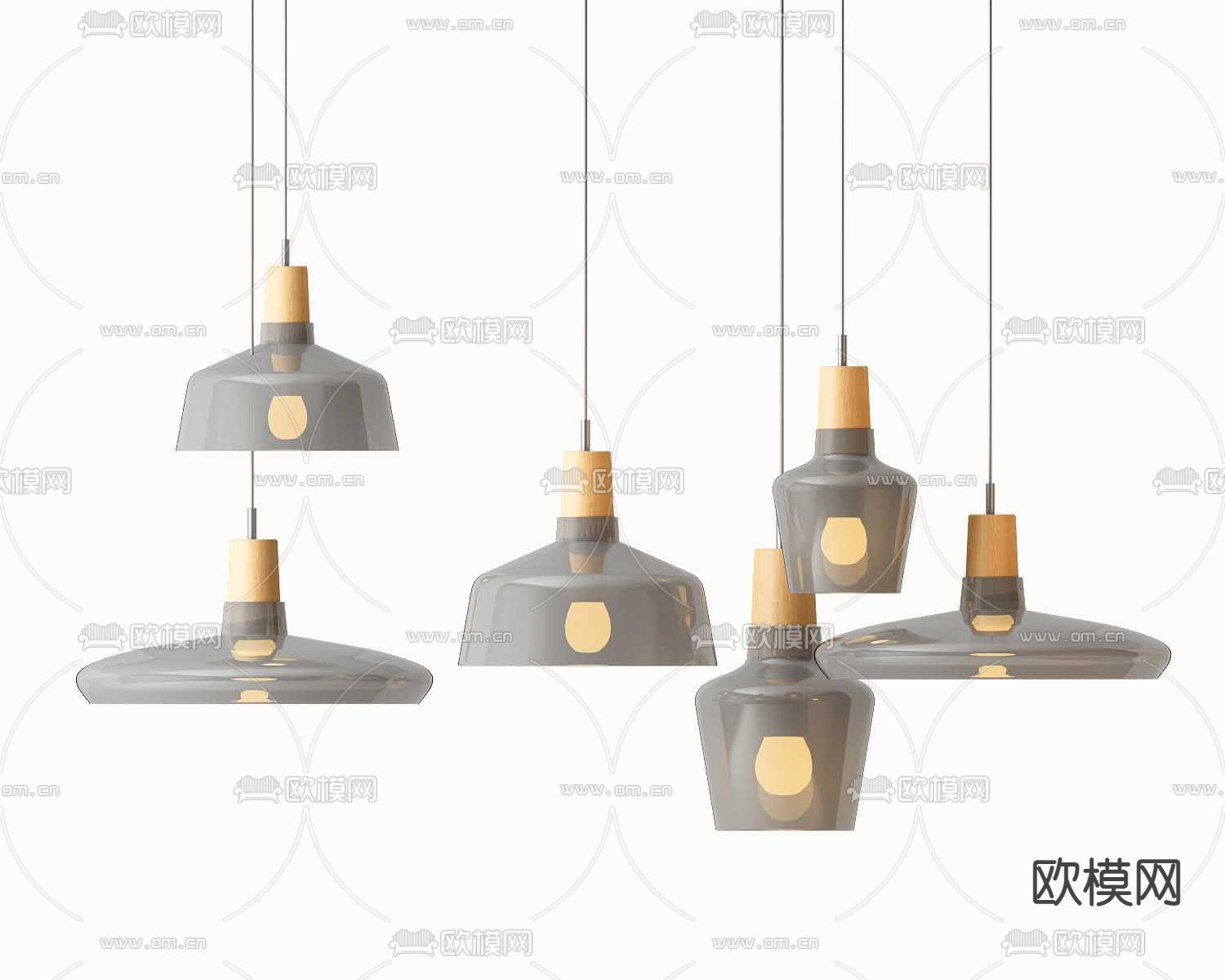 北欧玻璃吊灯3d模型下载