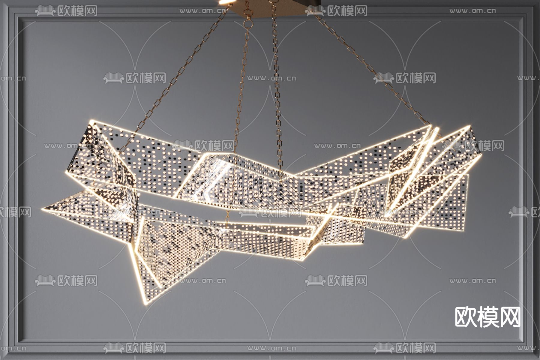 现代创意艺术飘带吊灯su模型下载（渲染图1）