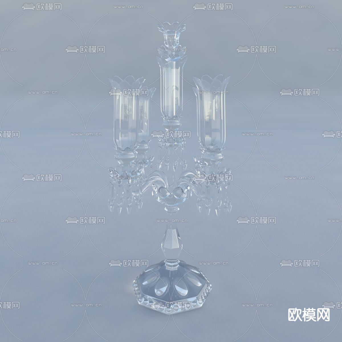 欧式古典创意水晶烛台免费3d模型下载