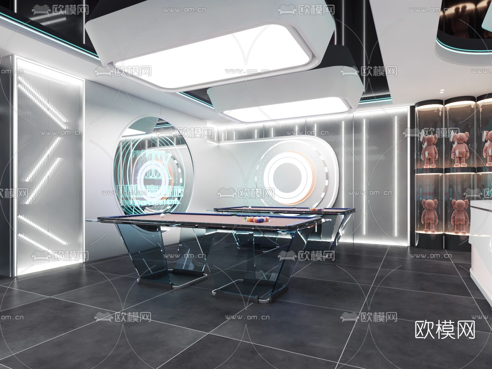 后现代台球室3d模型下载