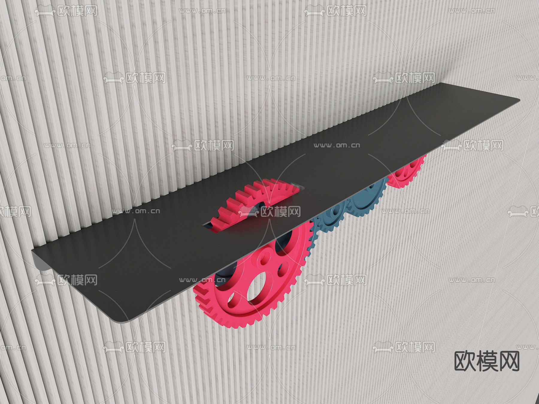 工业风壁柜置物架3d模型下载（渲染图2）