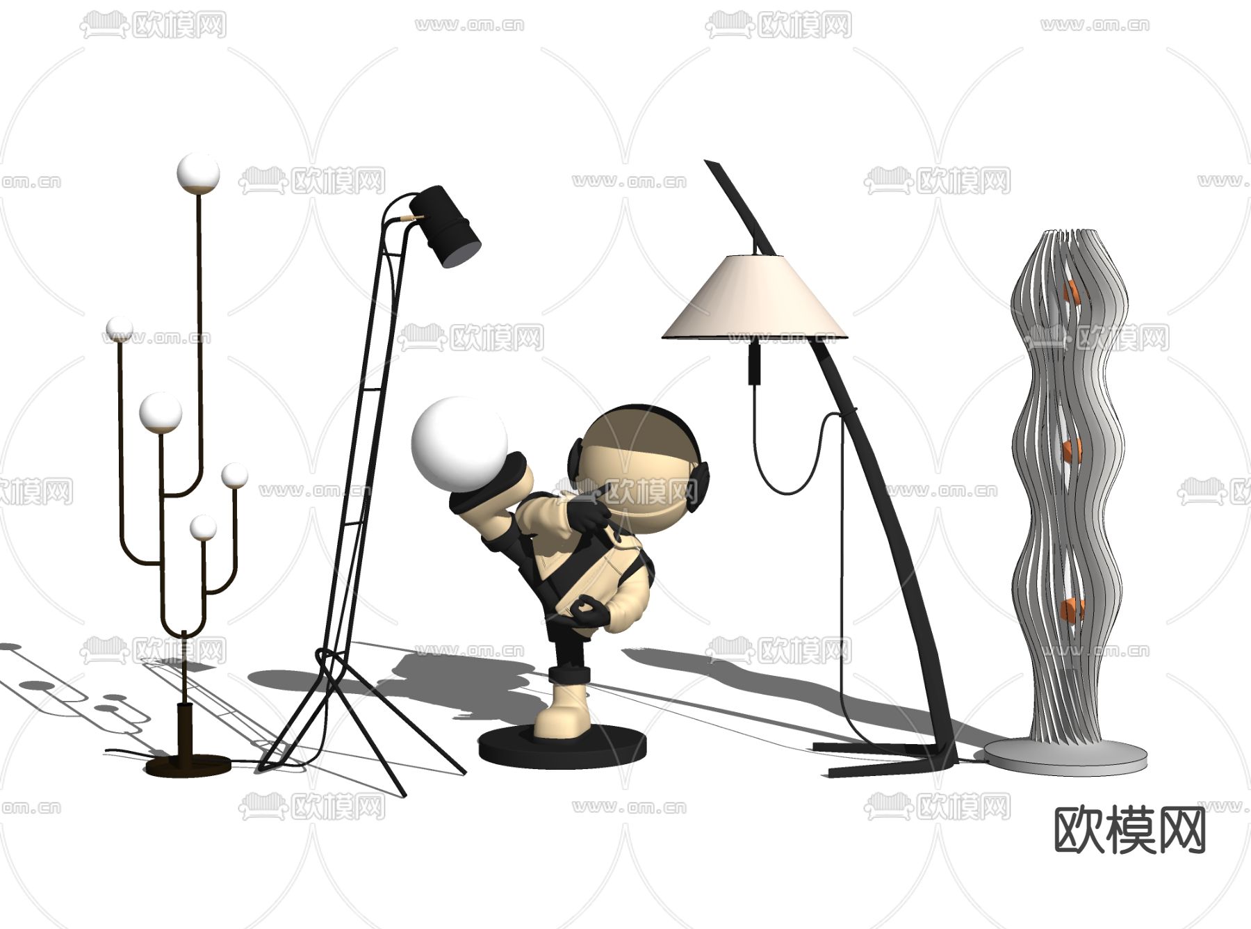 现代落地灯su模型下载（渲染图2）