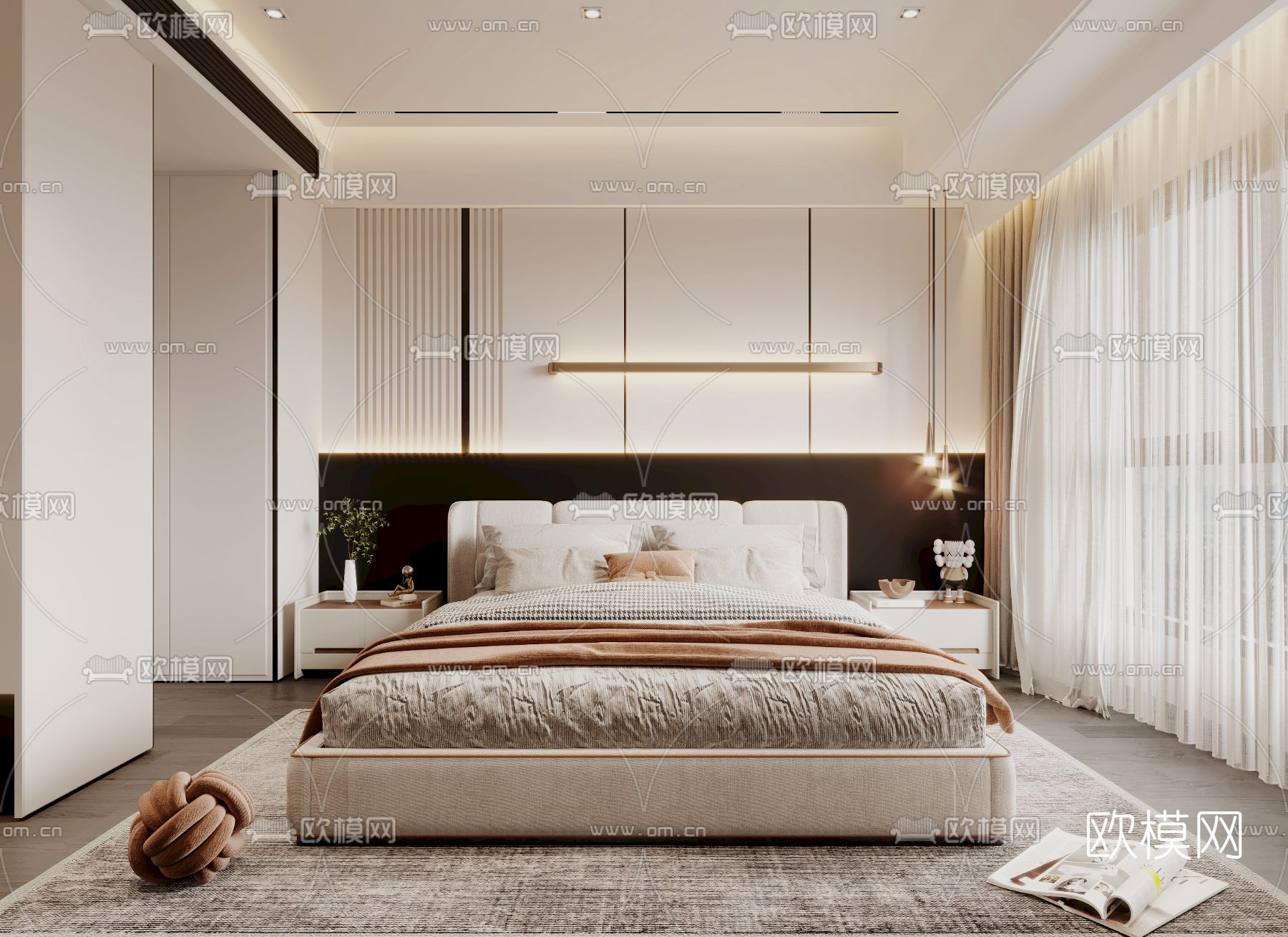 现代轻奢客厅餐厅3d模型下载（渲染图4）