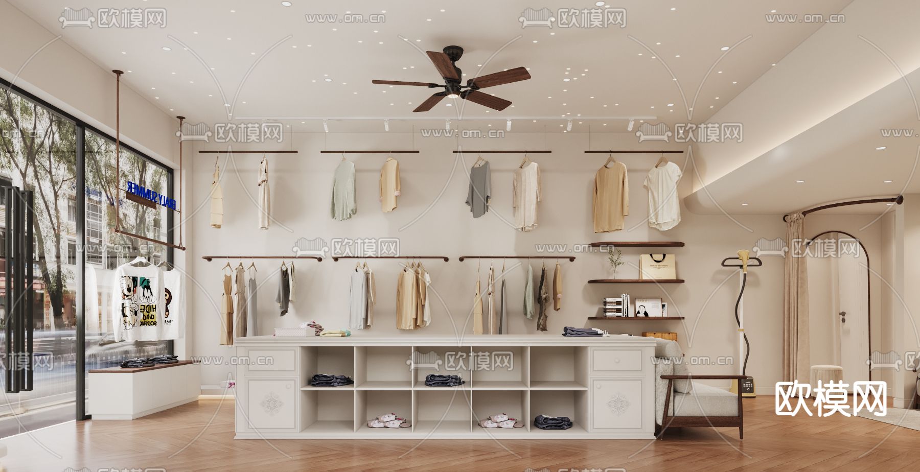 美式服装店3d模型下载（渲染图2）