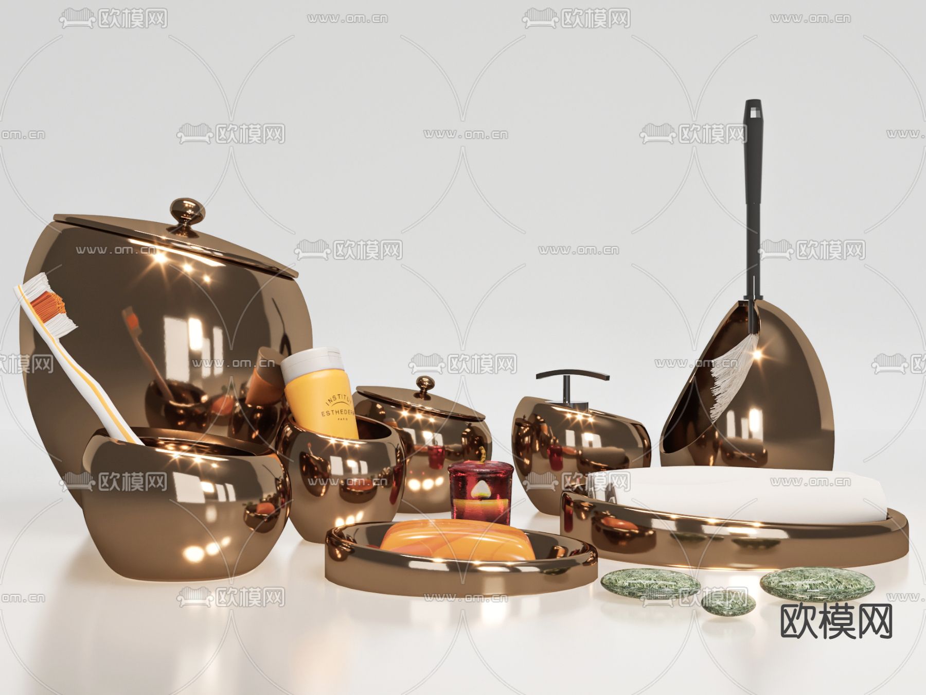 现代牙膏牙刷洗浴日用品3d模型下载