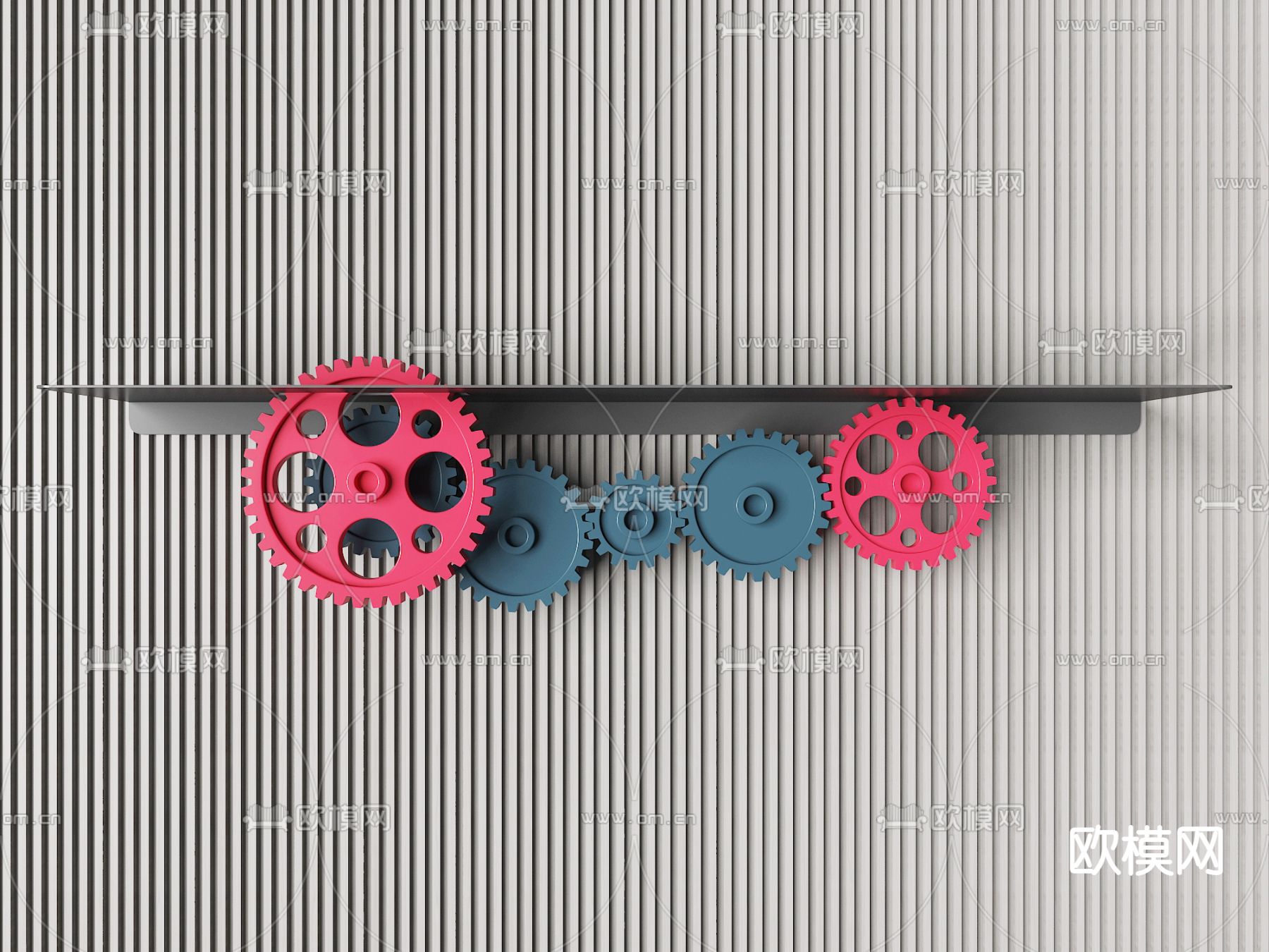 工业风壁柜置物架3d模型下载（渲染图1）