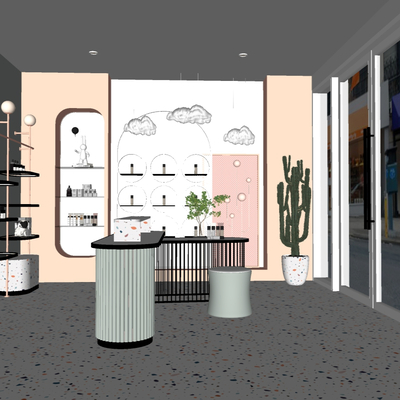  现代化妆品店su模型 