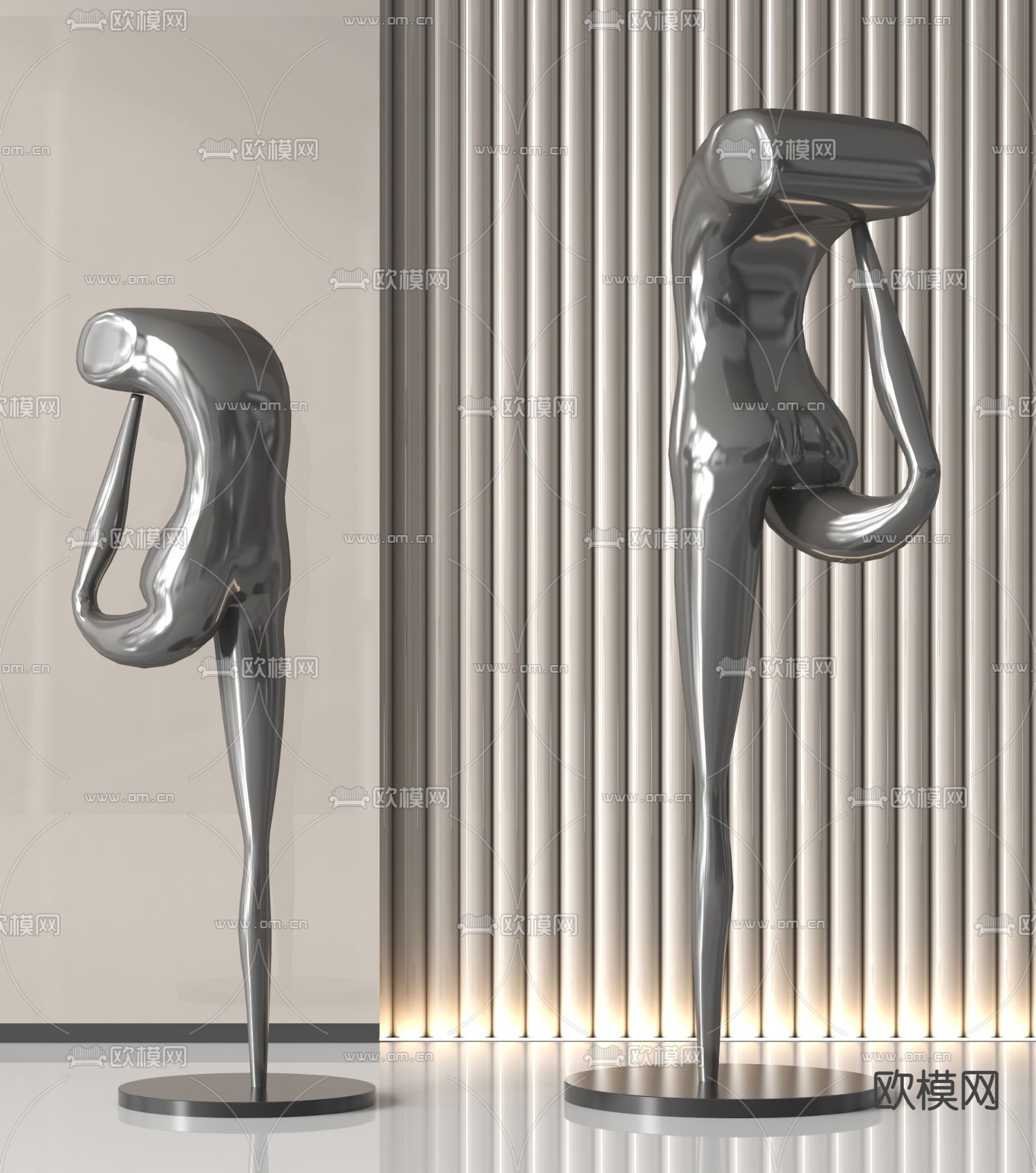 现代抽象人体雕塑摆件3d模型下载