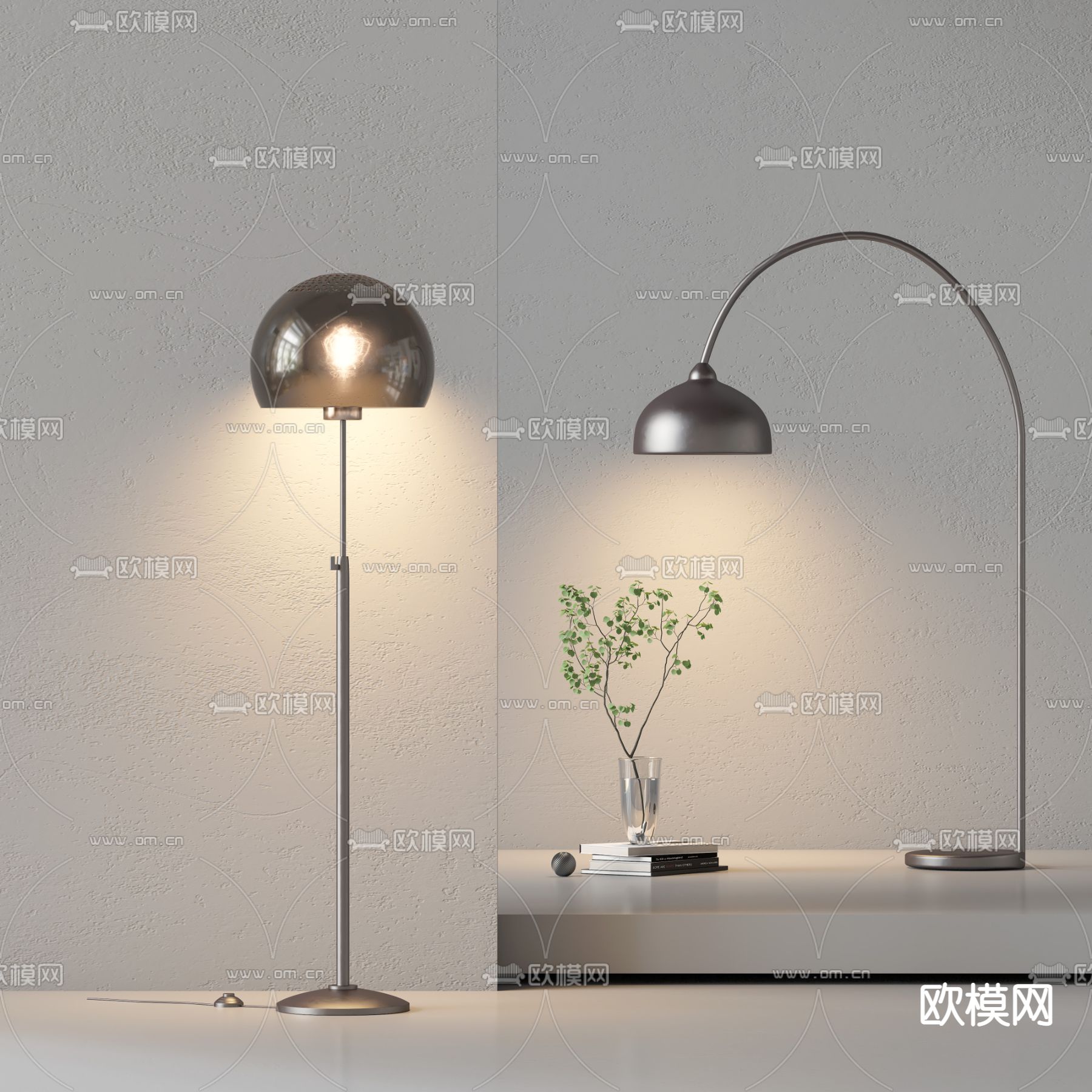 现代落地灯su模型下载（渲染图1）