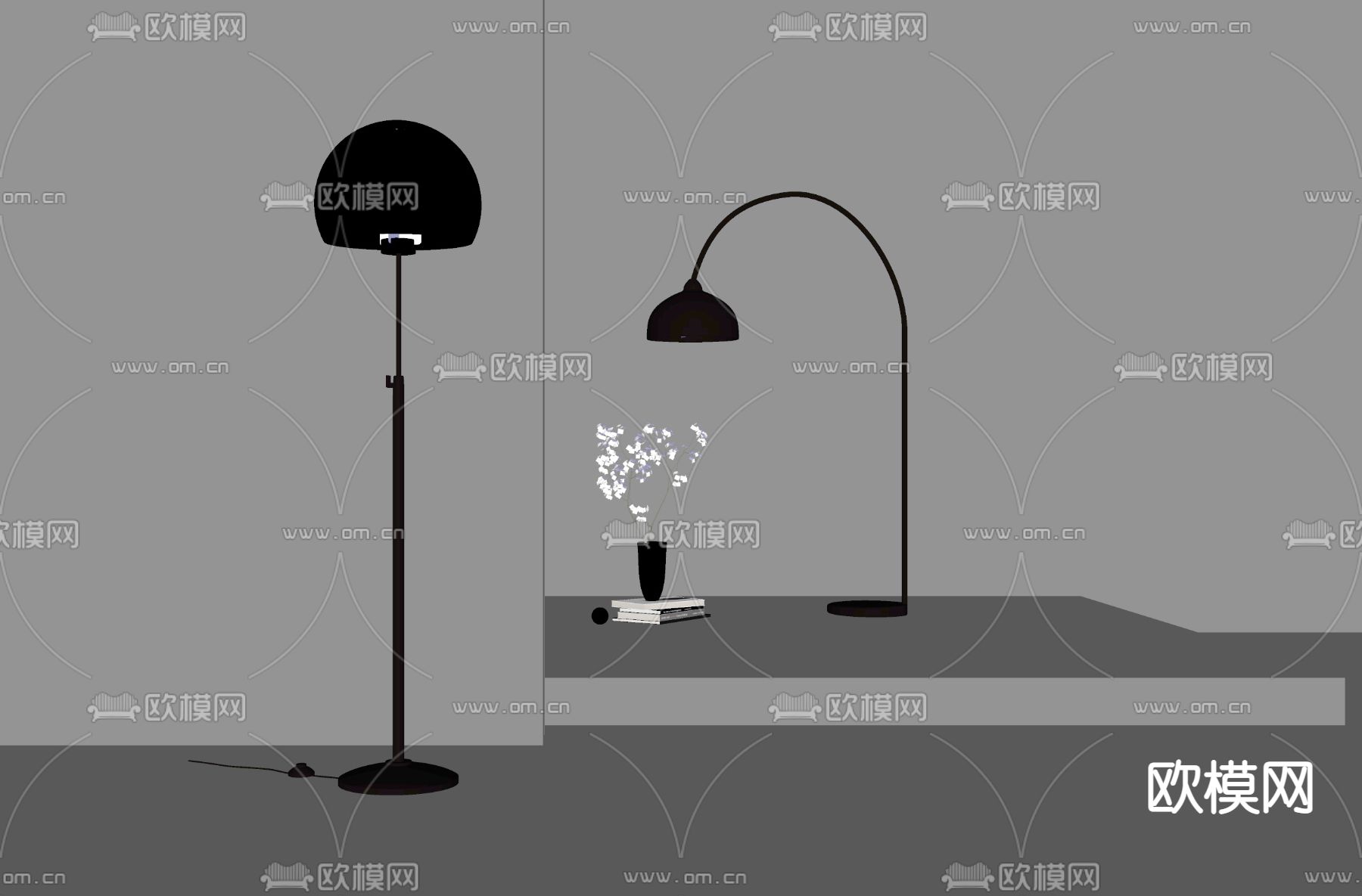 现代落地灯su模型下载（渲染图2）