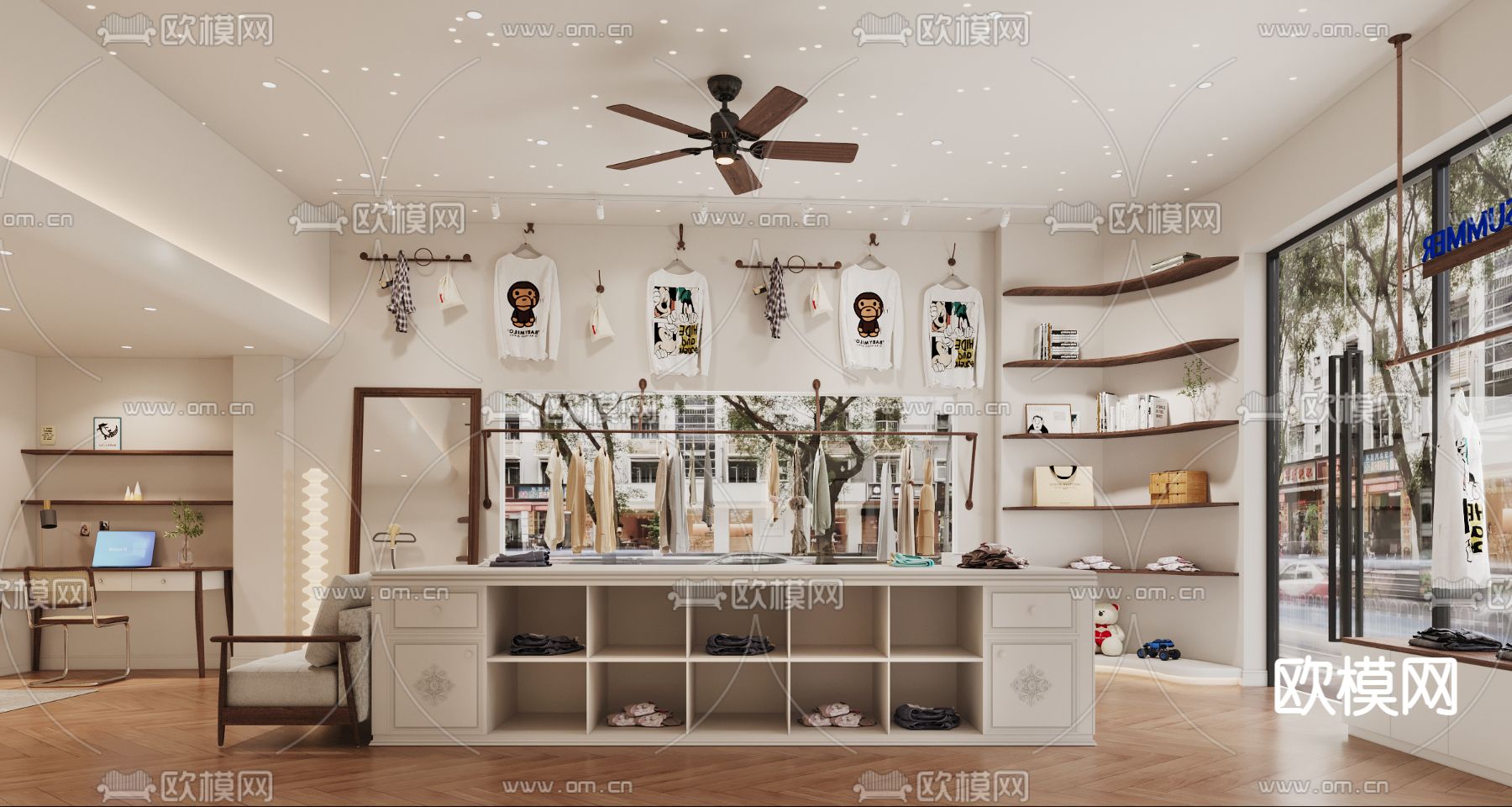 美式服装店3d模型下载（渲染图3）