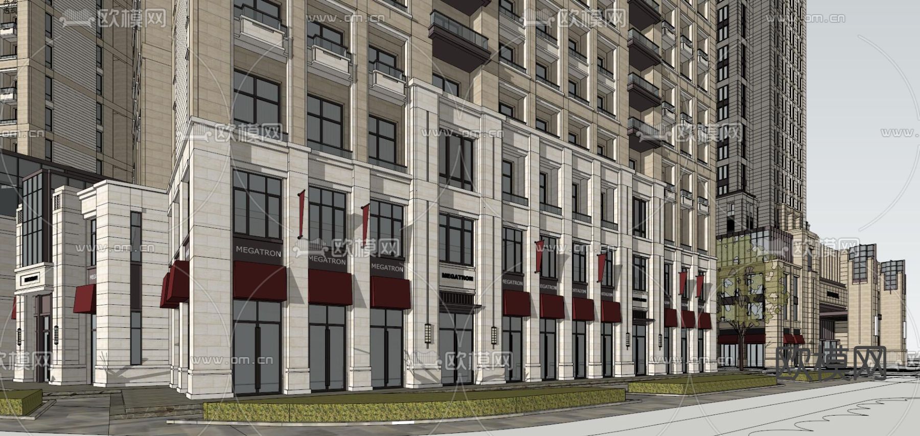 新古典酒店公寓su模型