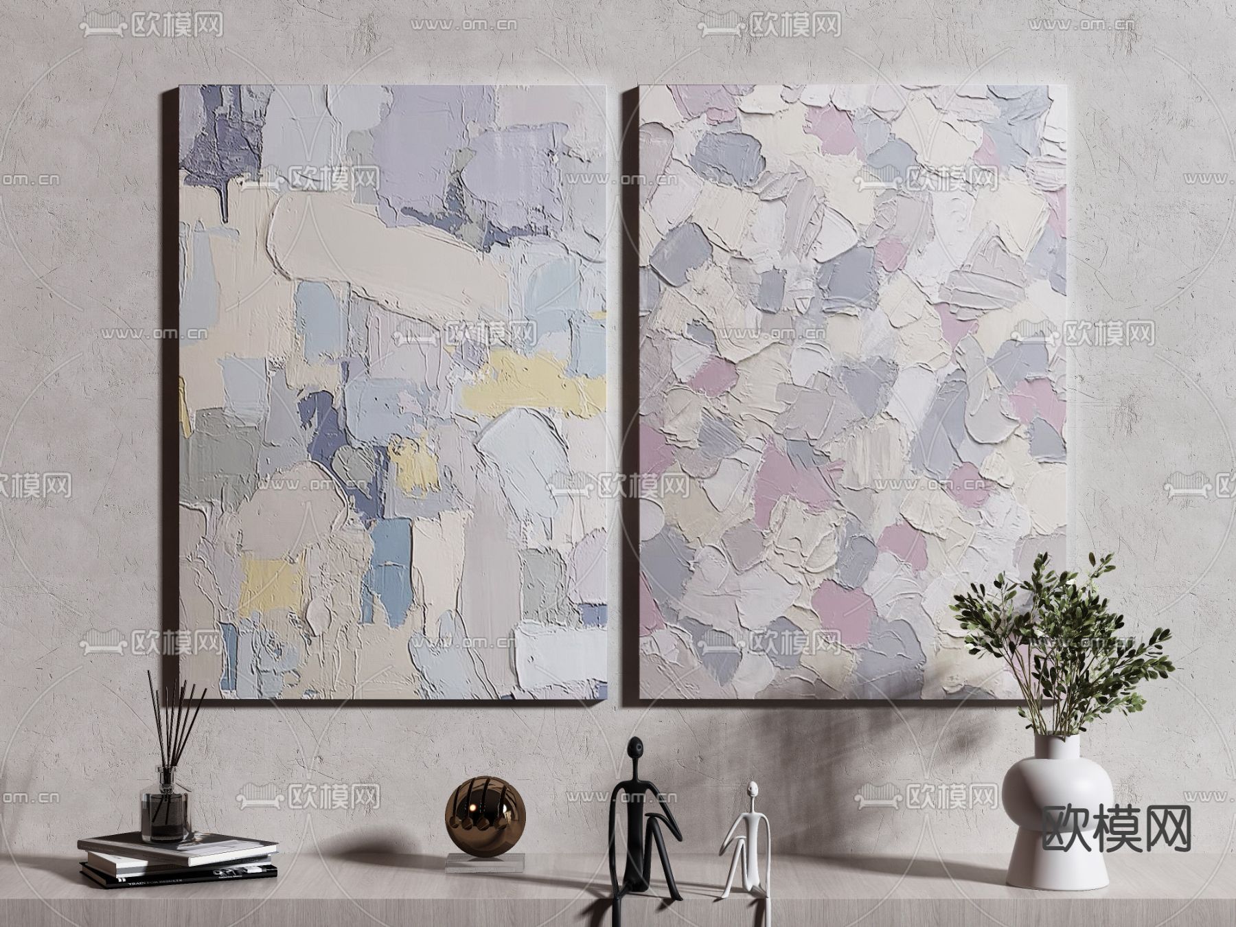 现代装饰画挂画su模型下载