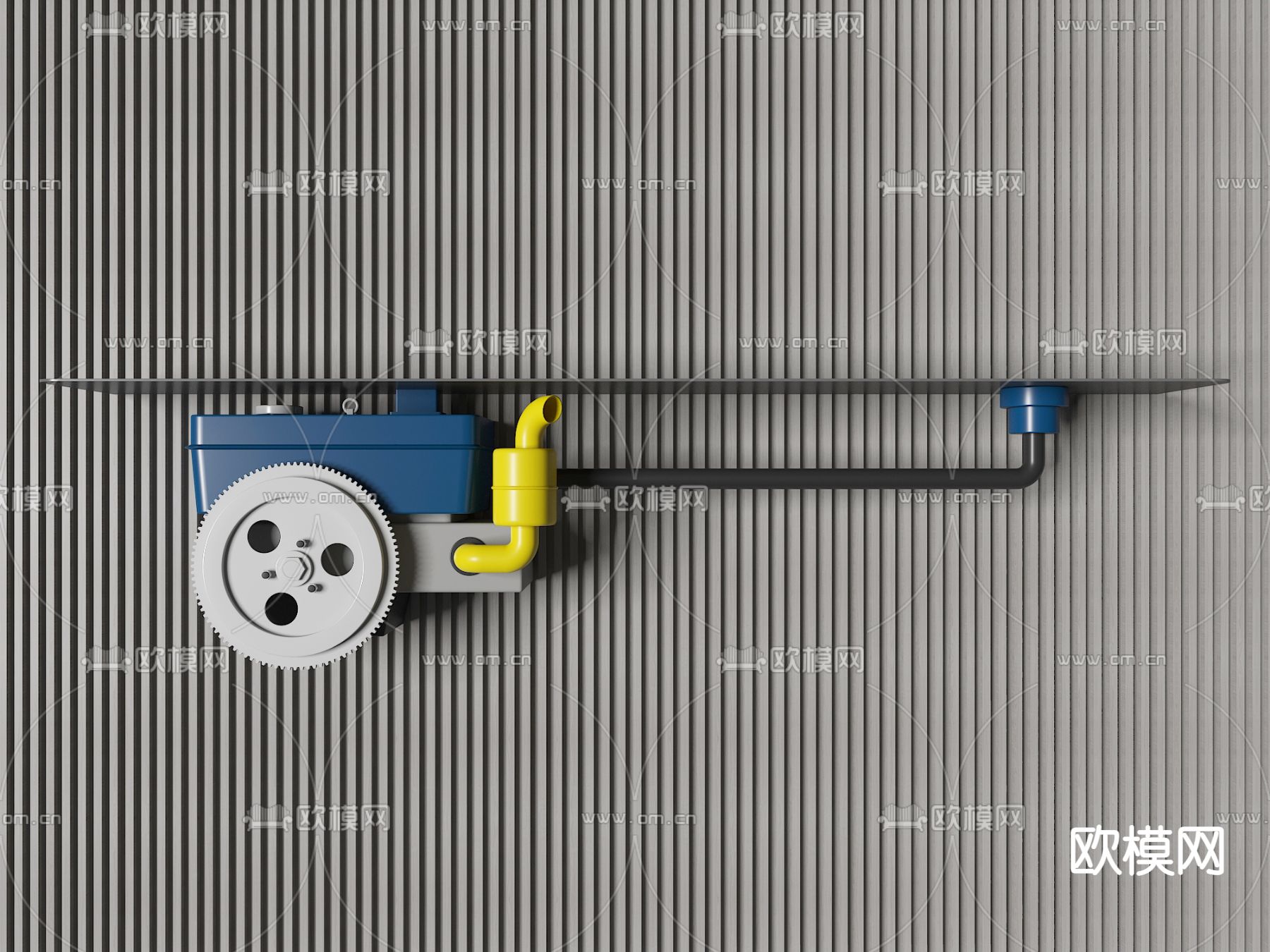 工业风壁柜置物架3d模型下载（渲染图1）