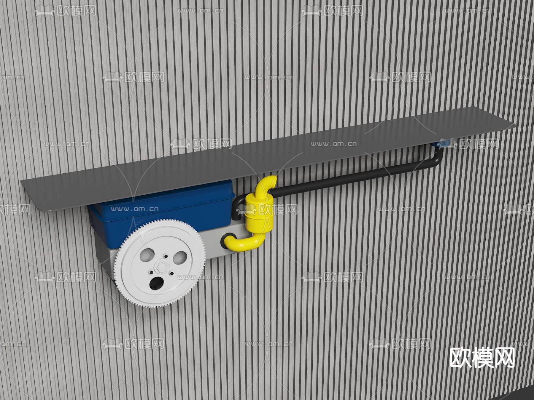 工业风壁柜置物架3d模型下载（渲染图2）