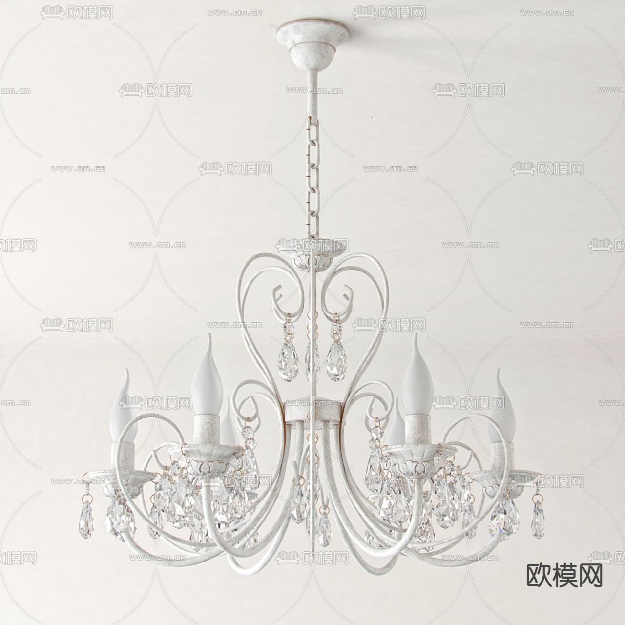 简欧烛台吊灯3d模型下载（渲染图1）