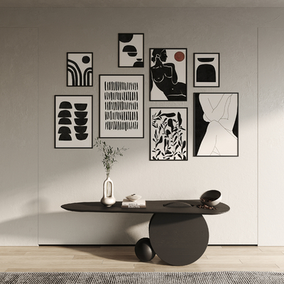 现代黑白挂画su模型