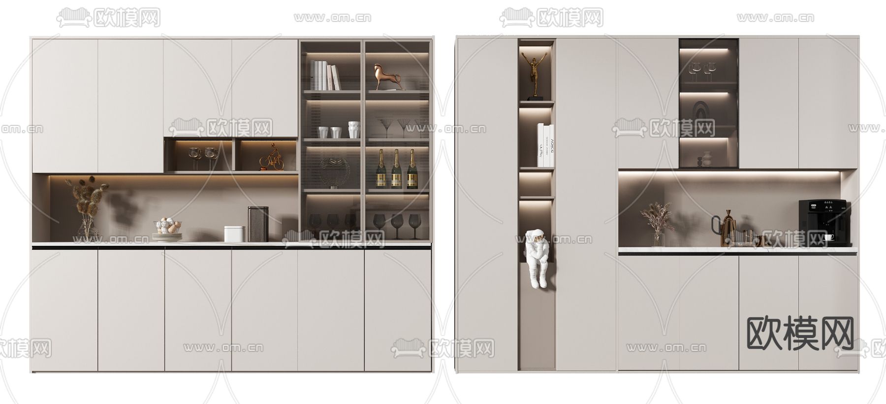 现代酒柜su模型下载（渲染图1）