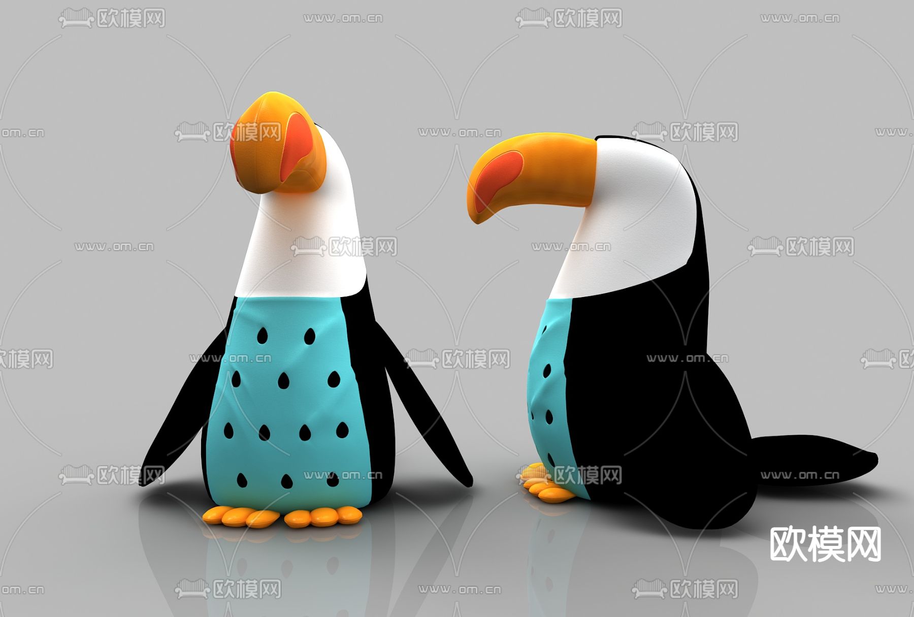 现代企鹅布偶玩具3d模型下载