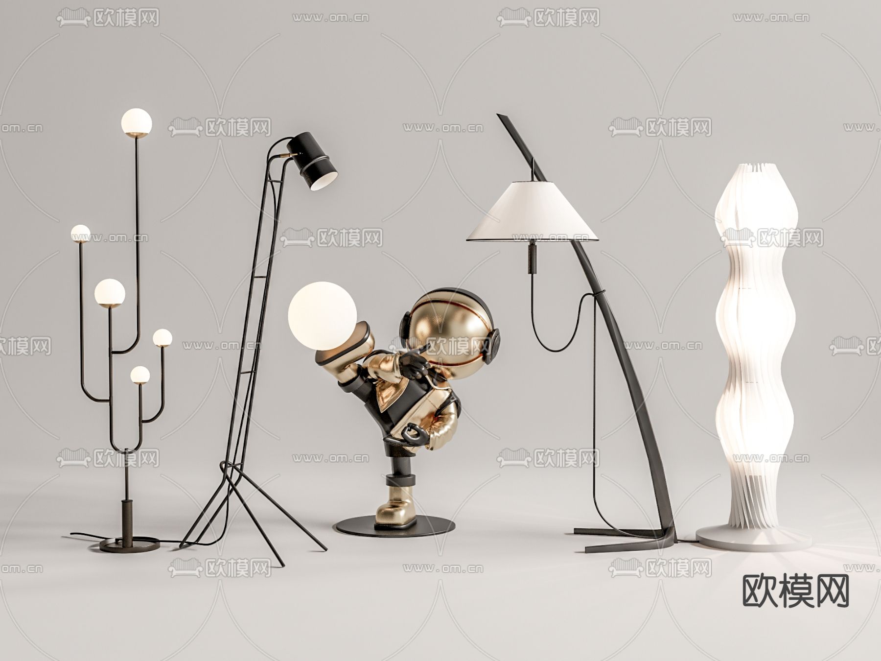 现代落地灯su模型下载（渲染图1）
