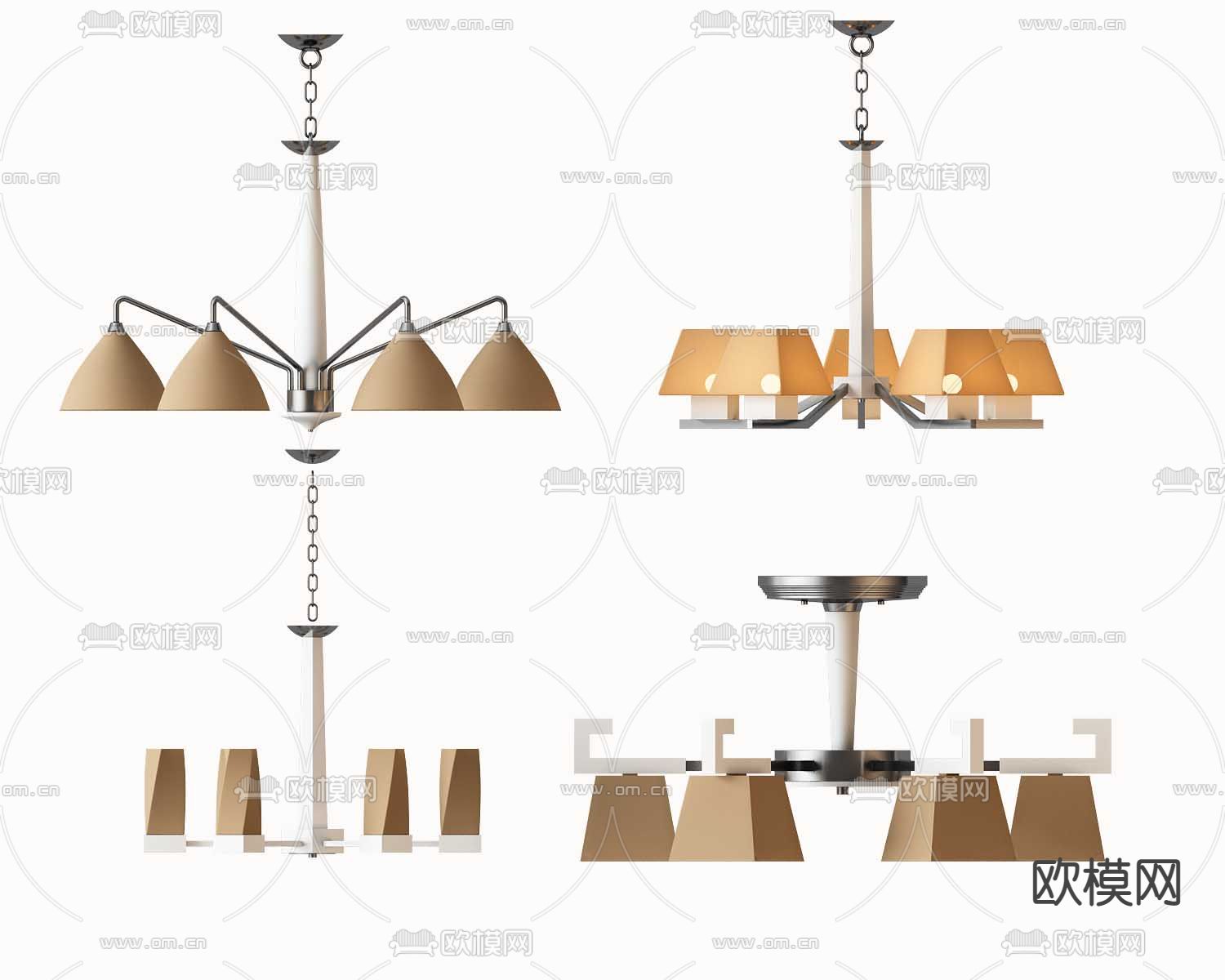 美式多头吊灯3d模型下载