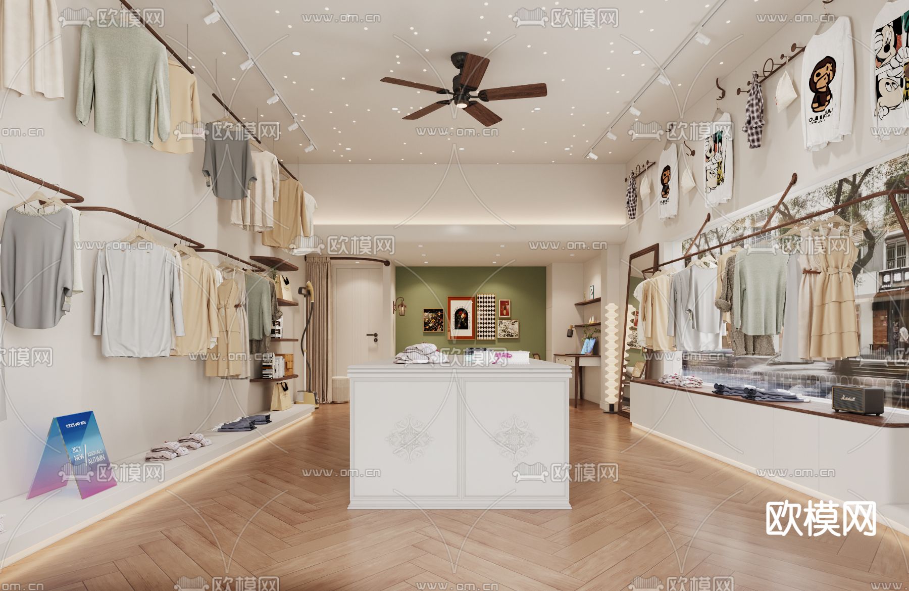 美式服装店3d模型下载（渲染图1）