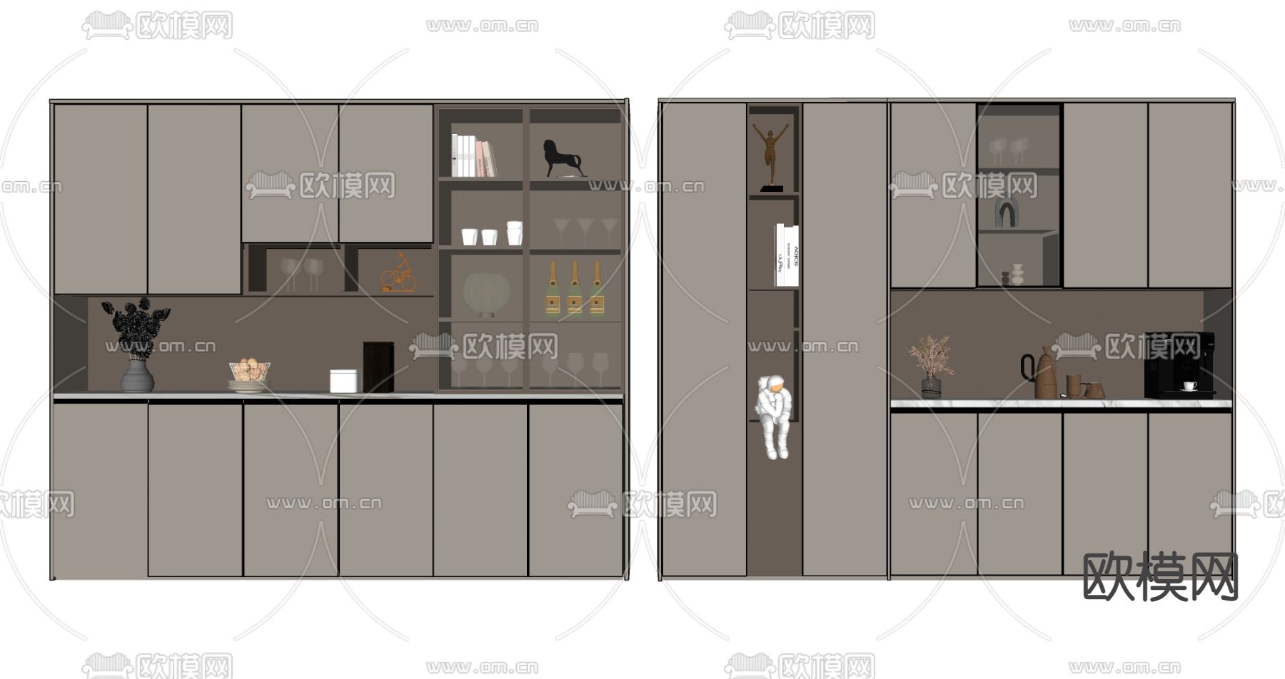 现代酒柜su模型下载（渲染图2）
